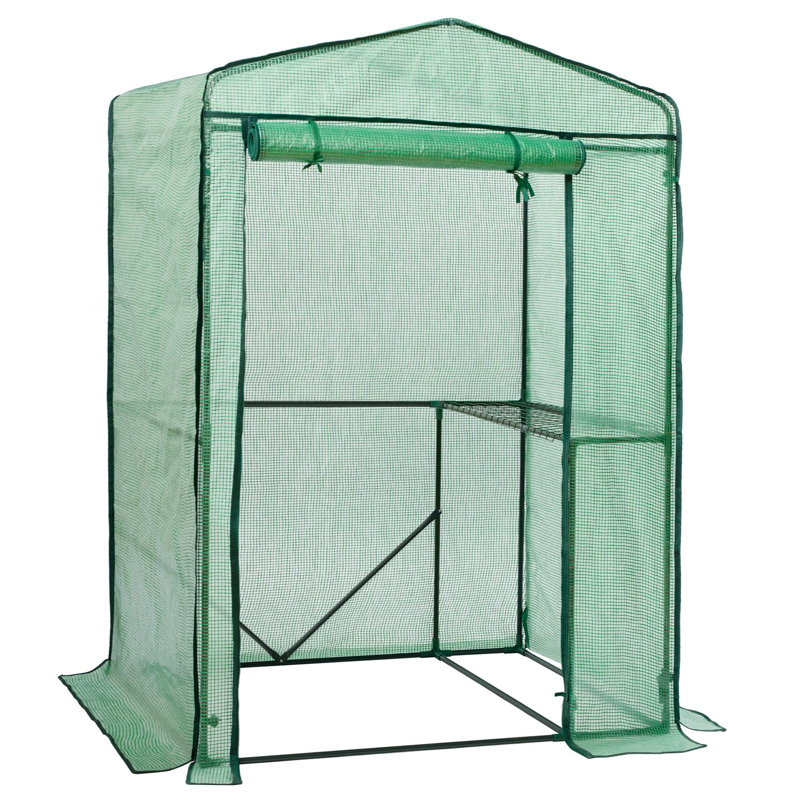 LARMNEE Serra da Giardino con Tetto a Punta, Serra per Pomodori, con Sportello Avvolgibile, per Balcone, Terrazza, Resistente alle Intemperie Anti-UV, Facile per Verdure, Fiori, Verde EGN18GH02
