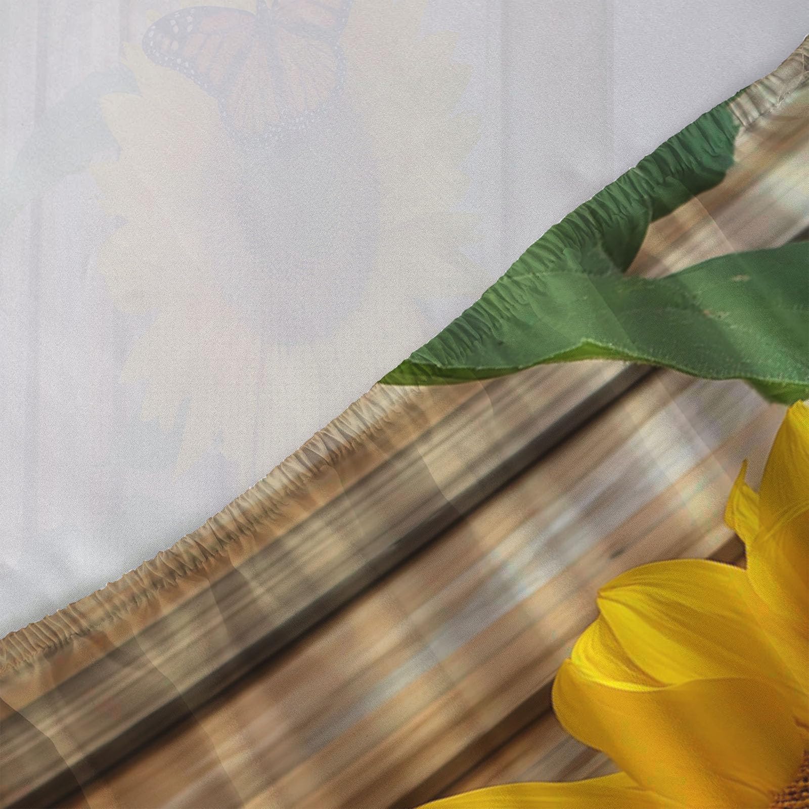 Sábanas 200X190/200Cm - Juego De Sábanas 3 Piezas Estampadas Mariposa Girasol - Microfibra Suave Transpirable - Sábana Bajera Ajustable - Ropa De Cama Plantas Del Campo (Bronceado)