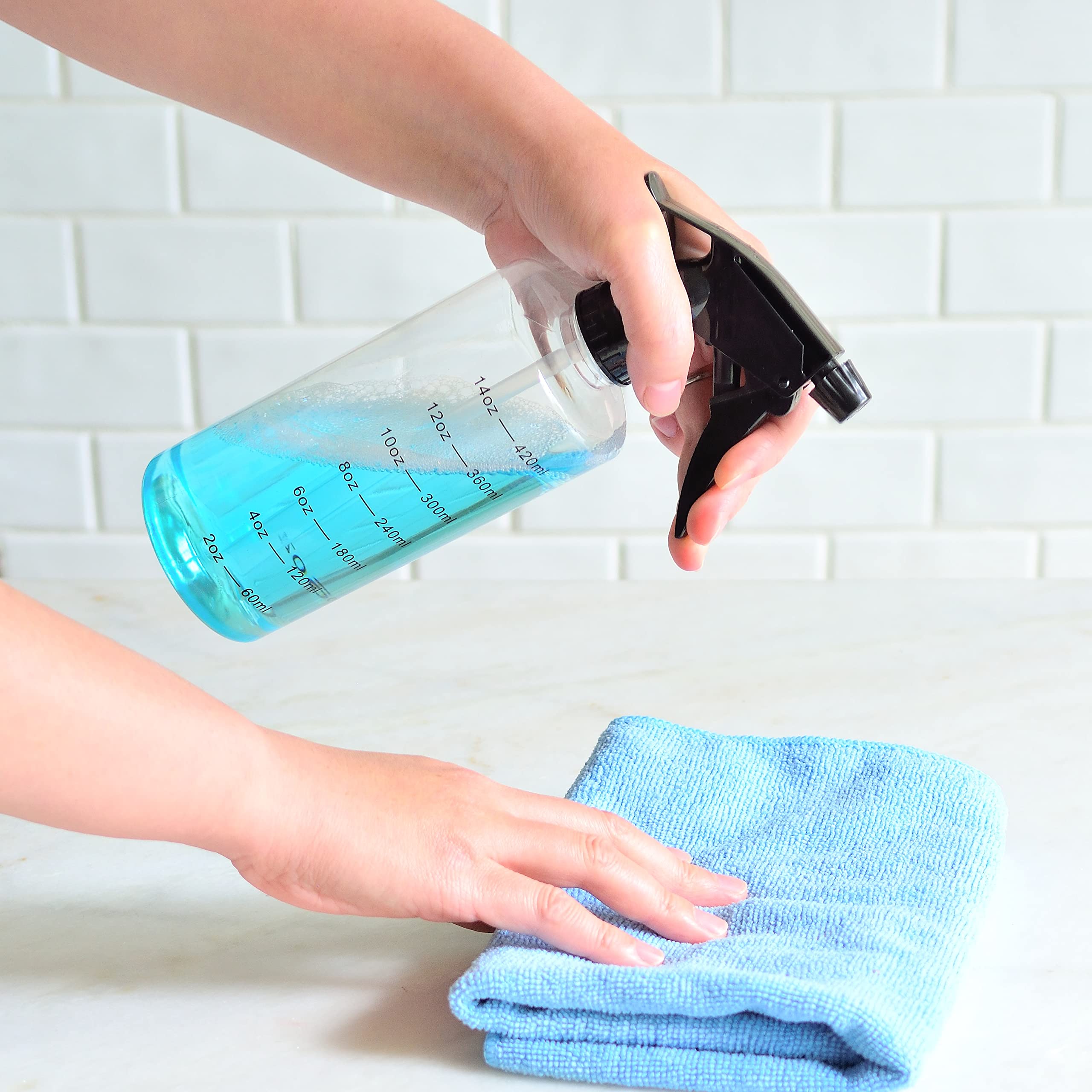 Youngever 5 Pacchi Bottiglie Spray Vuote 500ML, Flaconi Spray Vuoti 500ML, Spruzzatore Plastica, Bottiglia a Spruzzoper (Black Sprayer, Long)