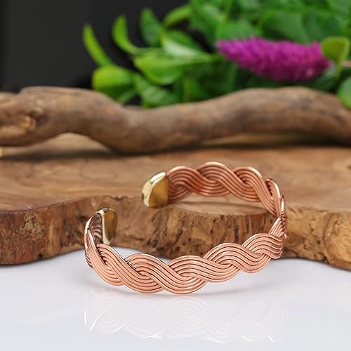 Miniatura 37 de Handmade Elegant Copper Bracelet for Women - Pure Copper Bracelet for Pain Relief and Stress Relief - Adjustable Entwisted Copper Bracelet to Fit