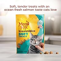 Vista 2 de Meow Mix Irresistibles - Golosinas suaves para gatos hechas con salmón real, bolsa de 3 onzas (paquete de 5)