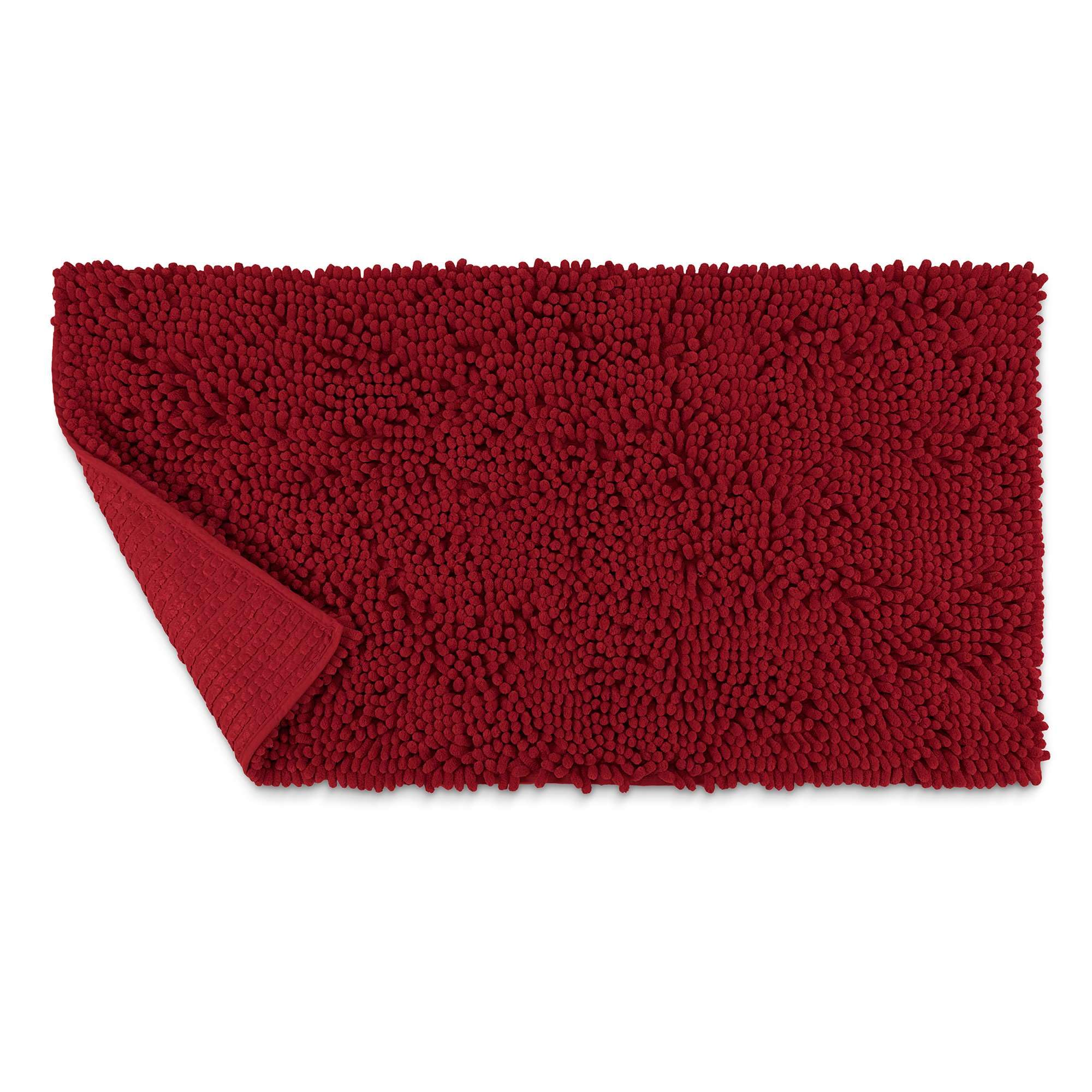 LUMI Tappeto Da Bagno Ciniglia 61x91,4 Cm – Extra Morbido, Assorbente, Antiscivolo Con Fondo TPR, Lavabile In Lavatrice, Colore Rosso