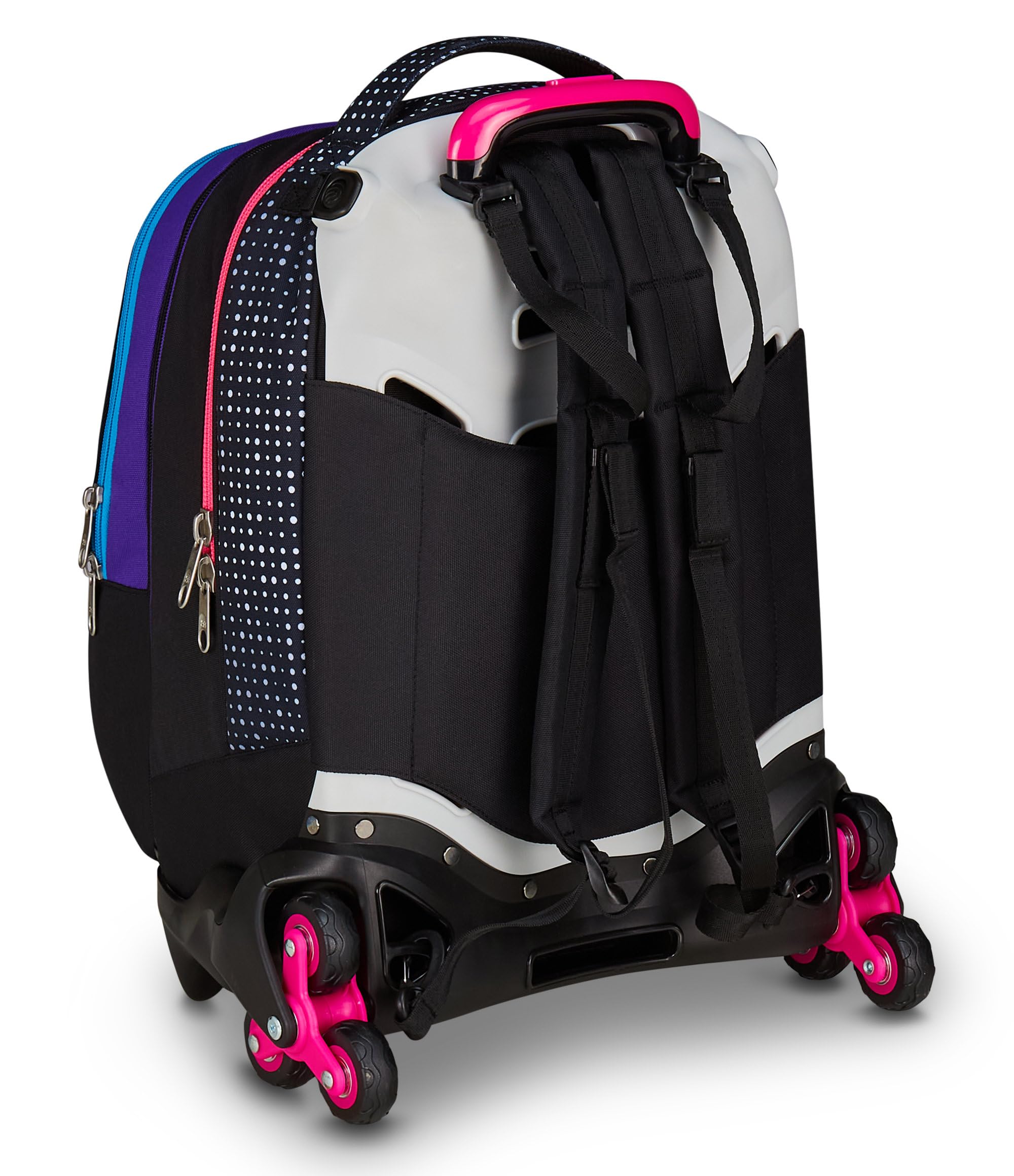 Seven Trolley Scuola Jack 3 Ruote Detach Nuanced, Fucsia Azzurro, Zaino Con Carrello Sganciabile Da 37 Litri, Tasca Borraccia, Zainetto Staccabile, Multiuso e Spazioso, Per Scuola Elementare e Media,
