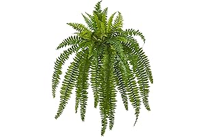 Artificial Boston Fern Plants with 35 Lifelike Green Leaves (Set of 2)