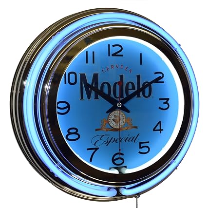 Cerveza Modelo Especial Beer Logo 15 Blue Double Neon Clock Man Cave Pub Decor brand logo