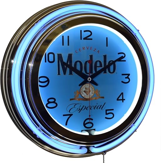 Cerveza Modelo Especial Beer Logo 15 " brand Cerveza Modelo Especial Beer Logo 15 Blue Double Neon Clock Man Cave Pub Decor