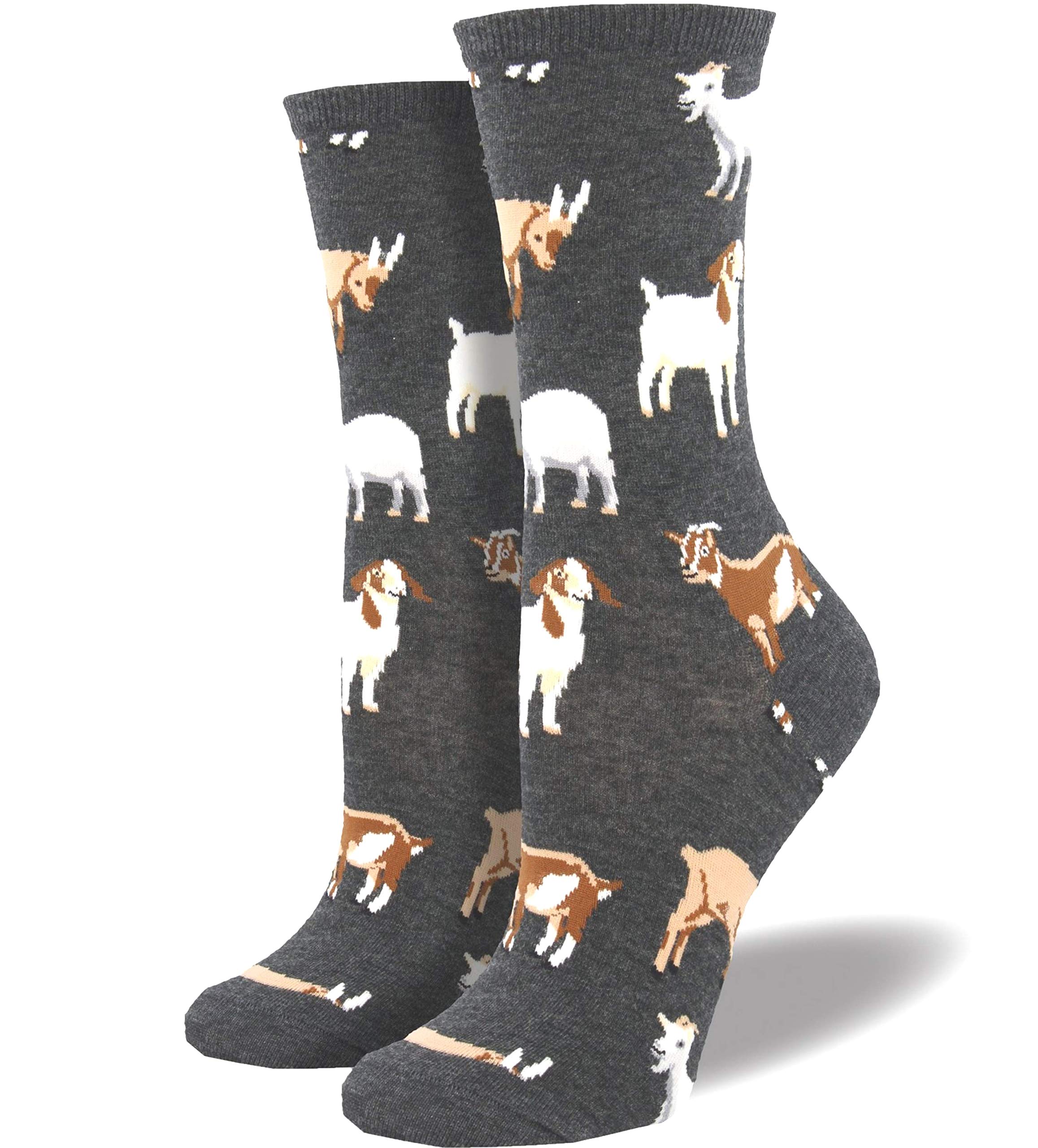 Socksmith Womens Heather Grey 'Silly Billy' Goat design socks One Size Goat lover gift stocking filler
