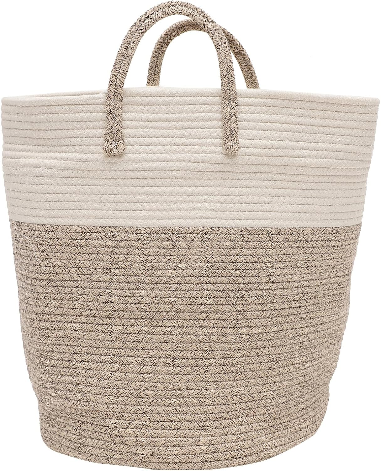 Cotton Rope Laundry Basket 38cm X 45cm Woven Dirty Clothes Hamper with Handles Household Quilt Storage Organizer for Bathroom and Bedroom