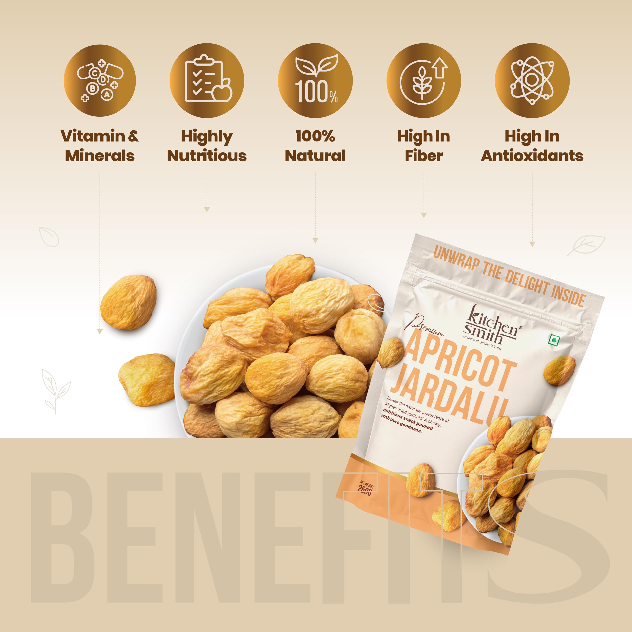 KitchenSmith Apricot Jardalu - Pack of 3 (250gm Each) | Exotics Dry Fruits | Seedless Jardalu | Naturally Sourced, No Added Sugar, Rich In Vitamins & Juicy - Image 4 thumbnail