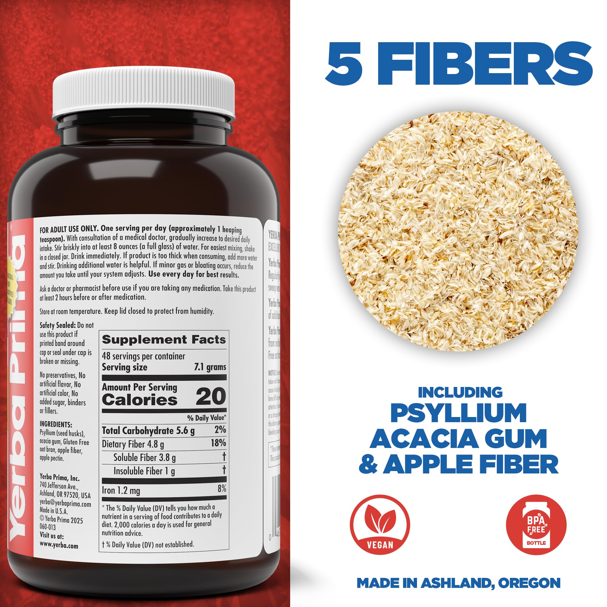 Yerba Prima Soluble Fiber Formula Powder, 12 Ounce - Premium Dietary Fiber Supplement, Natural, Concentrated Soluble Fiber, Gluten Free, Non-GMO, Mfg in USA — Amazon image 3