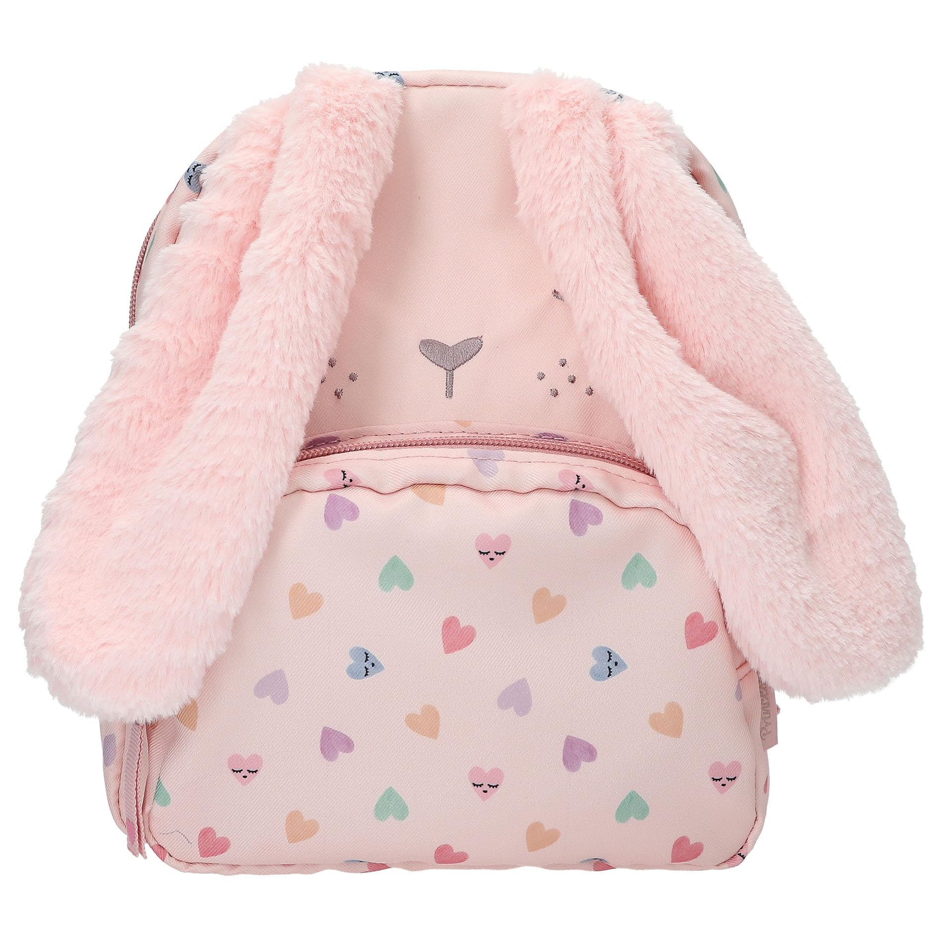 Depesche 13726 Princess Mimi Party Backpack in Pink with Rabbit Face, Plush Ears and Heart Pattern, Bag with Adjustable Straps