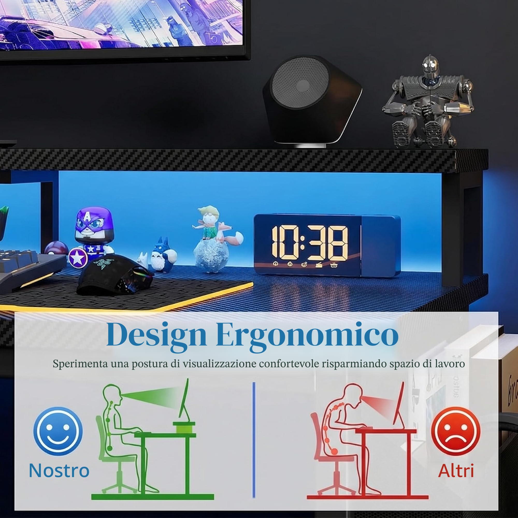 Grandder Scrivania ad Angolo Reversibile 120x70cm, Tavolino Computer a Forma L Ripiani Portaoggetti e Struttura in Acciaio, per Gaming, Computer, Ufficio, Studio e Casa, Nero