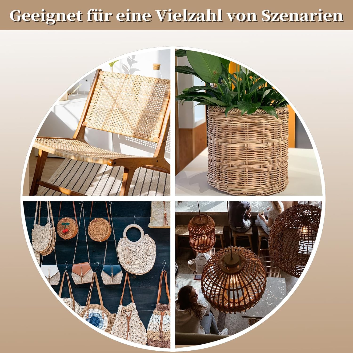 Wiener Geflecht, Rattan Gurtband 50 x 300cm Schimmelfest, PE Wabengeflecht Stuhlflechtrohr, Wasserdicht Handgemachtes Rattan Kunsthandwerk Möbeldekoration für Möbel, Stühle, Schränke