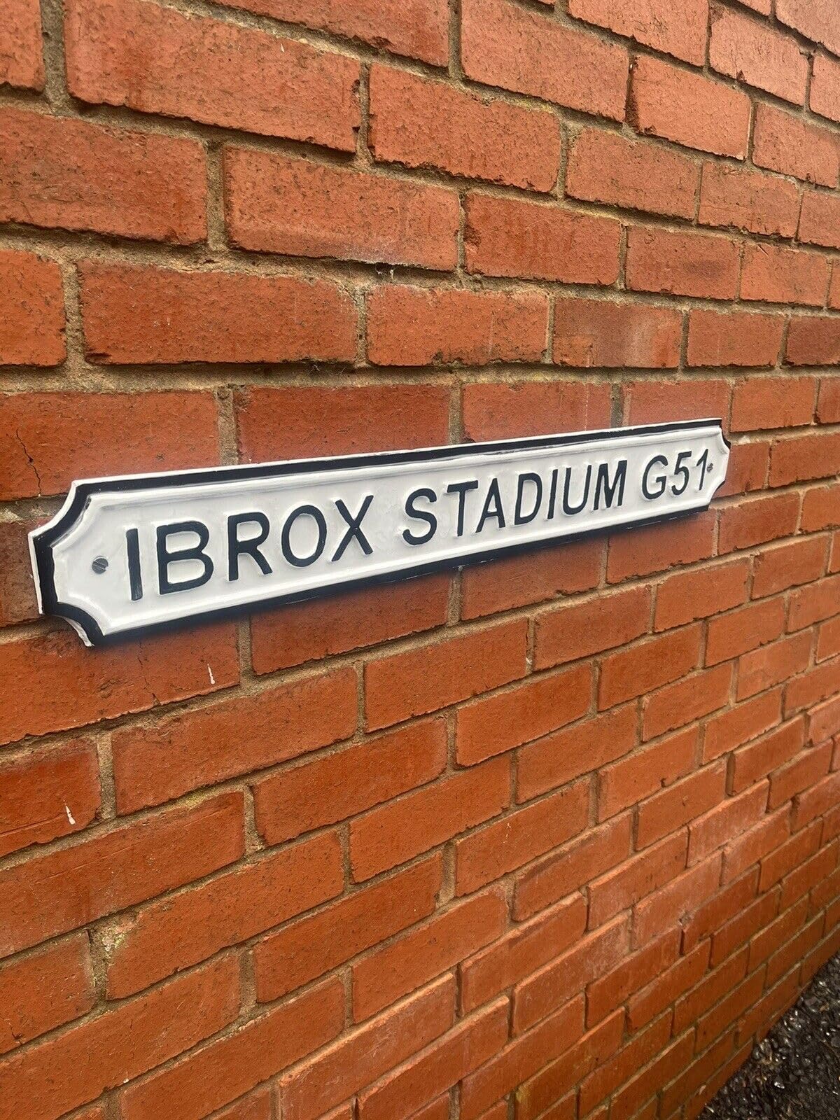 Sign Here White And Black Ibrox Stadium G51 Vintage Style Glasgow Scotland Road Street Sign Solid Metal