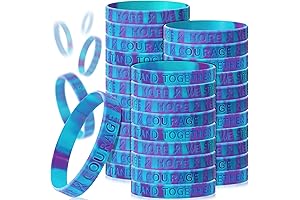 Hiboom 100 Pieces Wristbands for Suicide & Assault Awareness