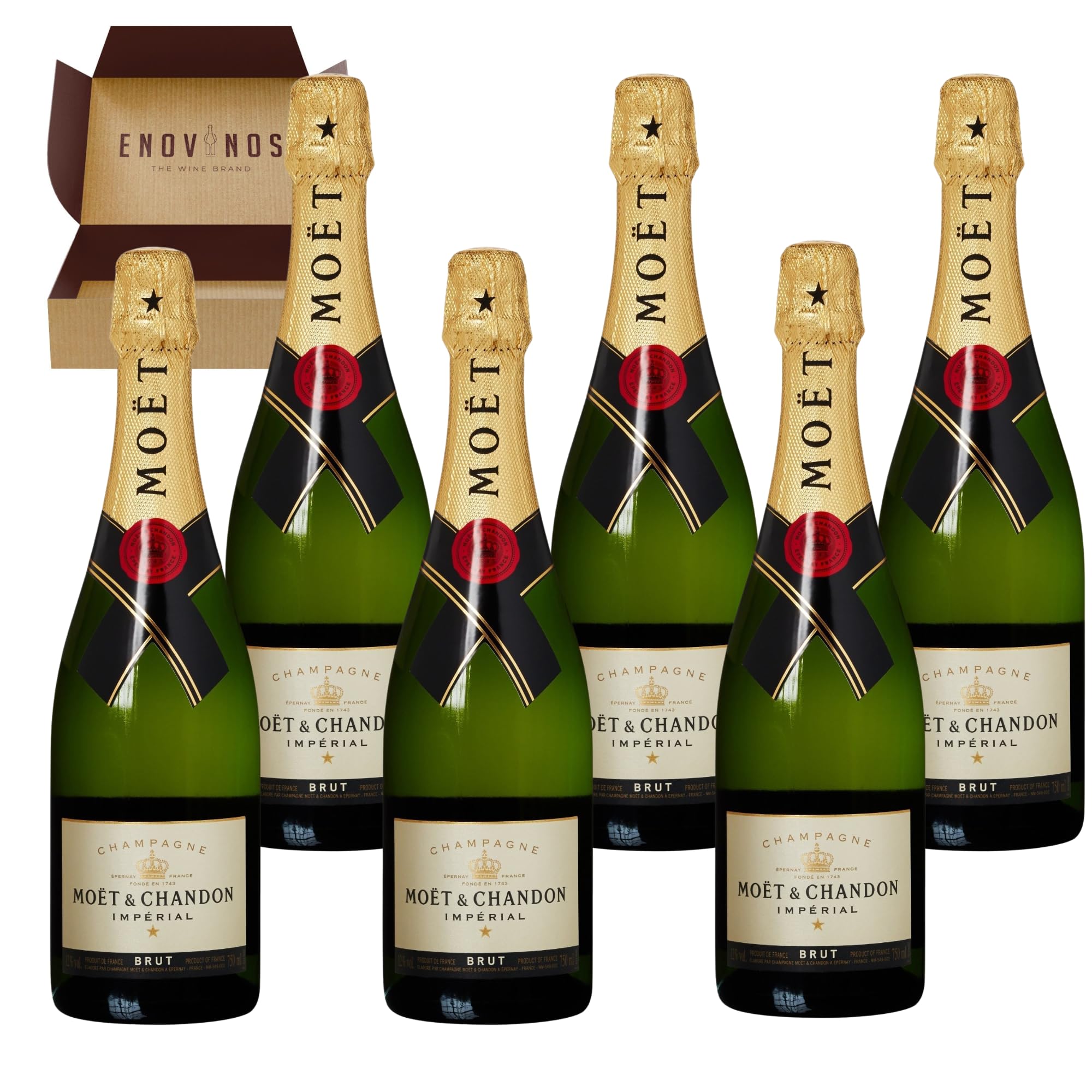Moët & Chandon Champagne Imperial Brut 12% - x 6 Botella de Champan Moet Chandon - Mejor Selección ENOVINOS THE WINE BRAND