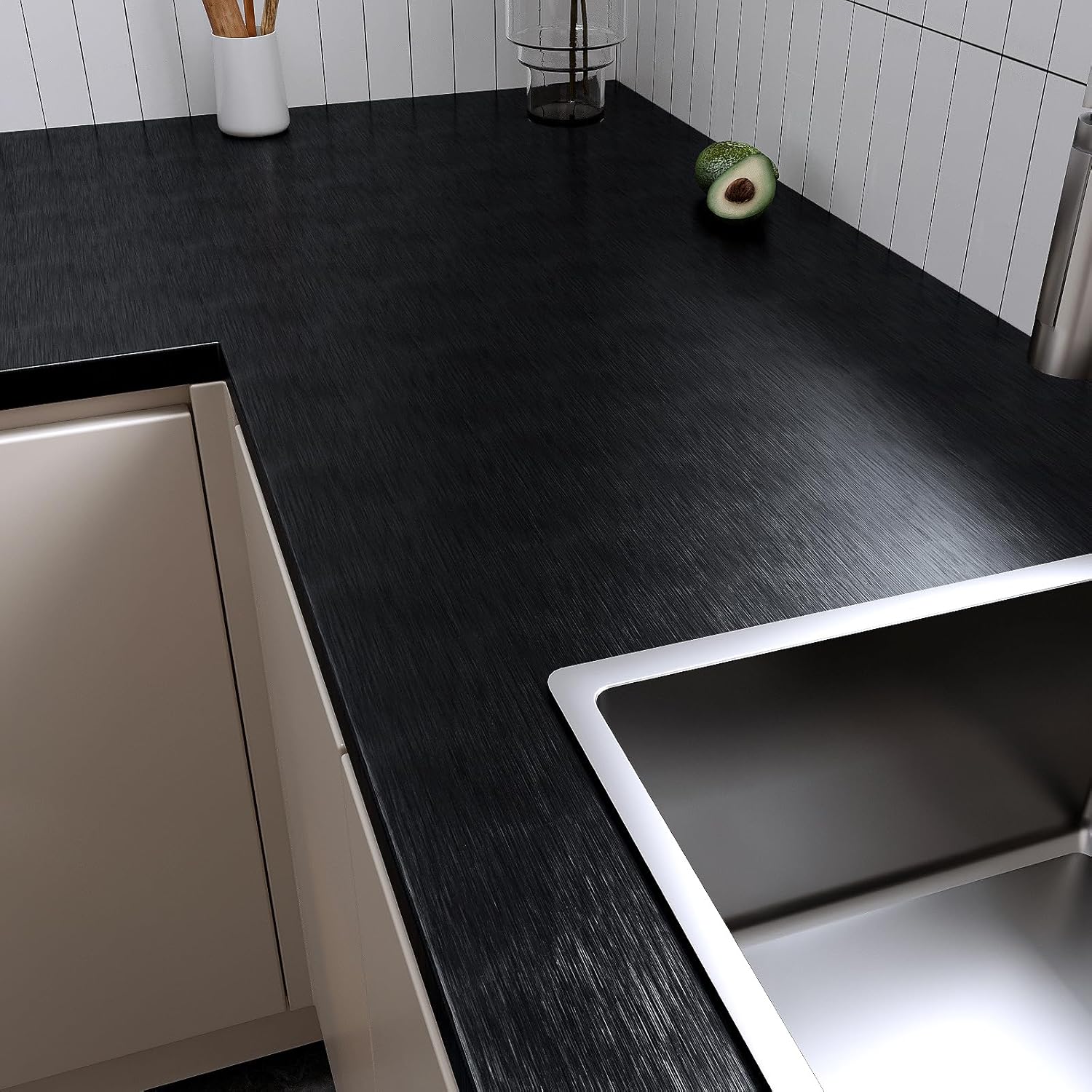 Sleek and Modern Black Metallic Contact Paper