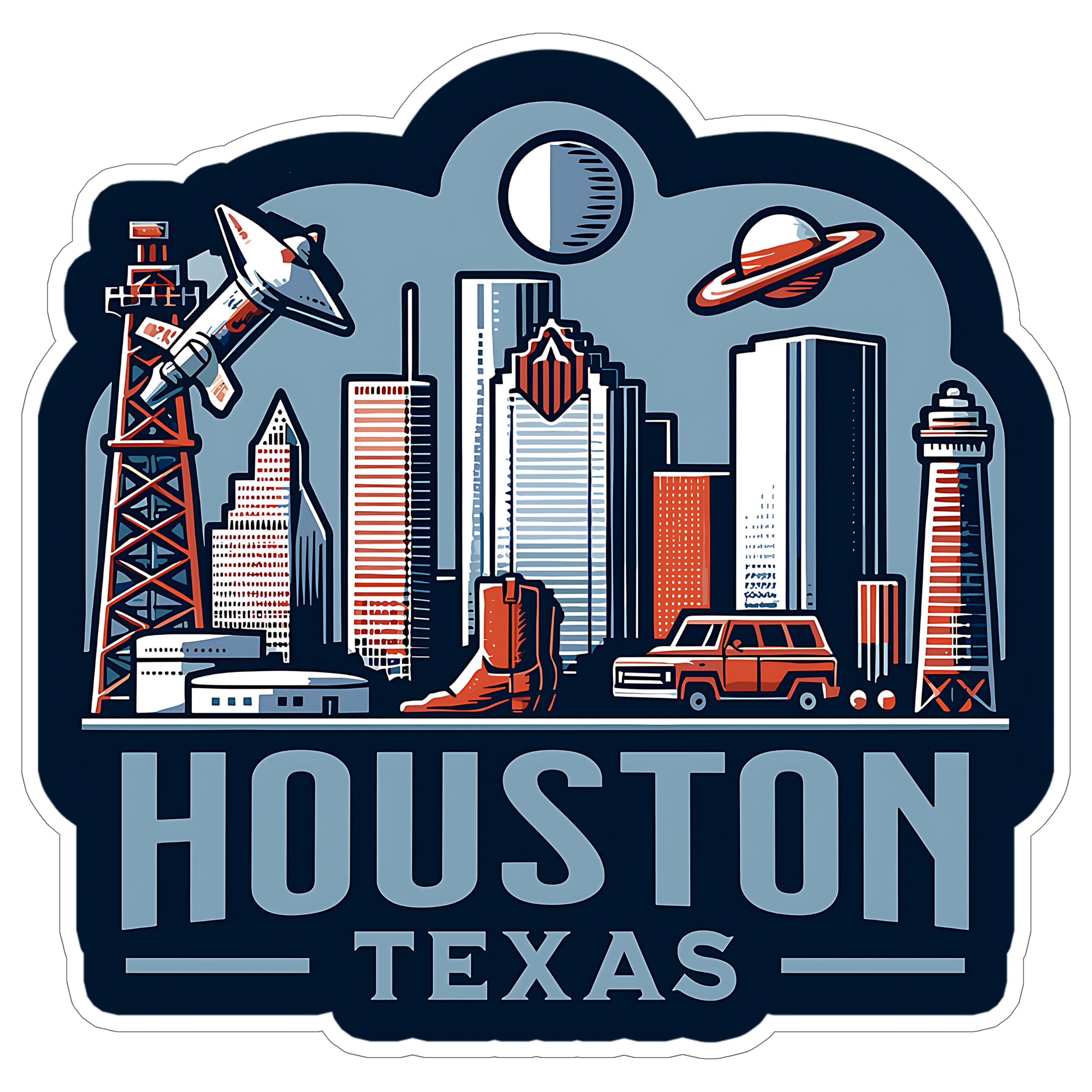 Houston Texas Sticker 4 Inch City Travel Souvenir Destination - Waterproof Vinyl Decal for Laptop Water Bottle Car Tumbler - Durable Aesthetic