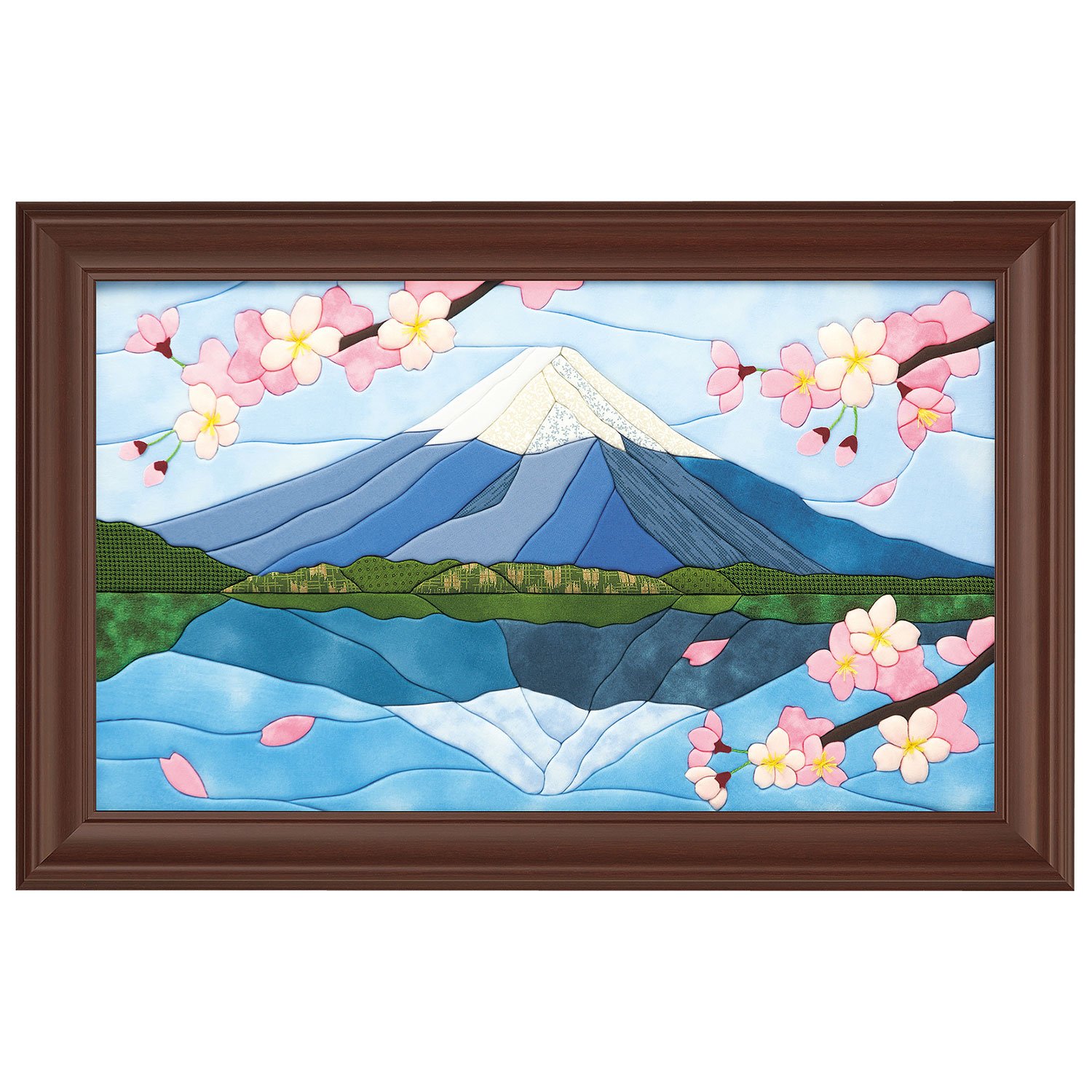 木目込みパッチワーク 桜と逆さ富士 Amazon | さくらほりきり 手作りキット きめこみ 逆さ富士と桜 額付 内
