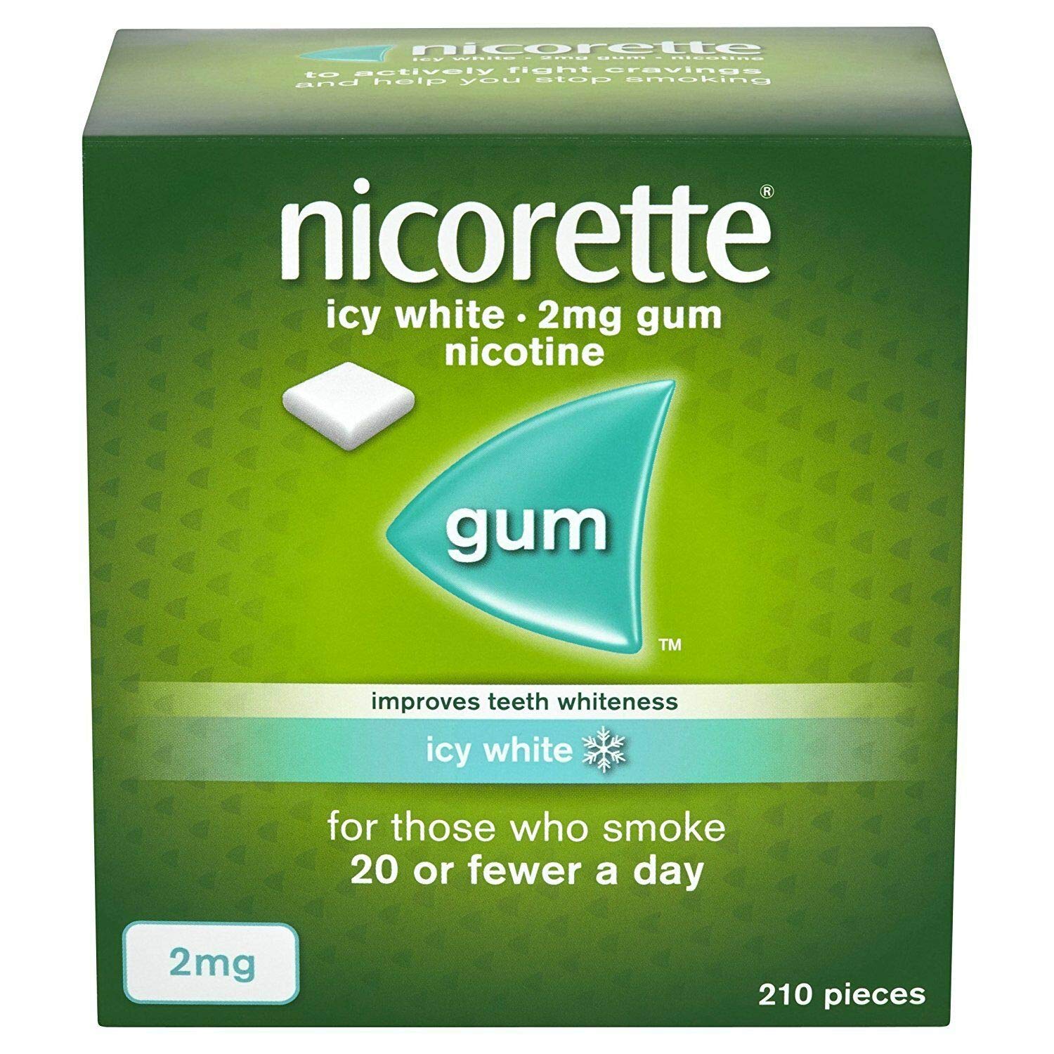 Nicorette Icy White Gum Nicotine 210 Piece, 2 mg