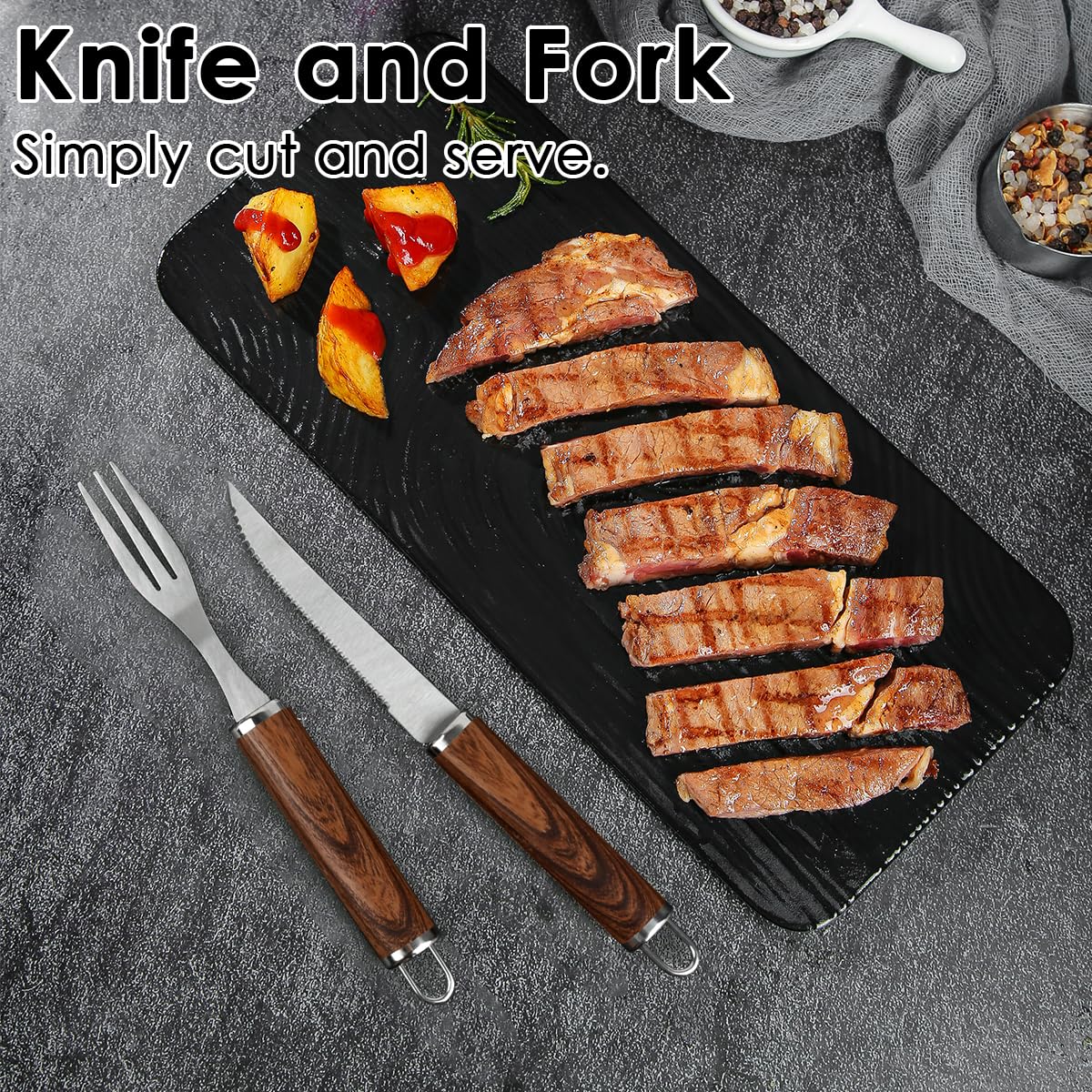 Kit Barbecue Ustensiles 38 Pièces Inoxydable avec Sac Noir