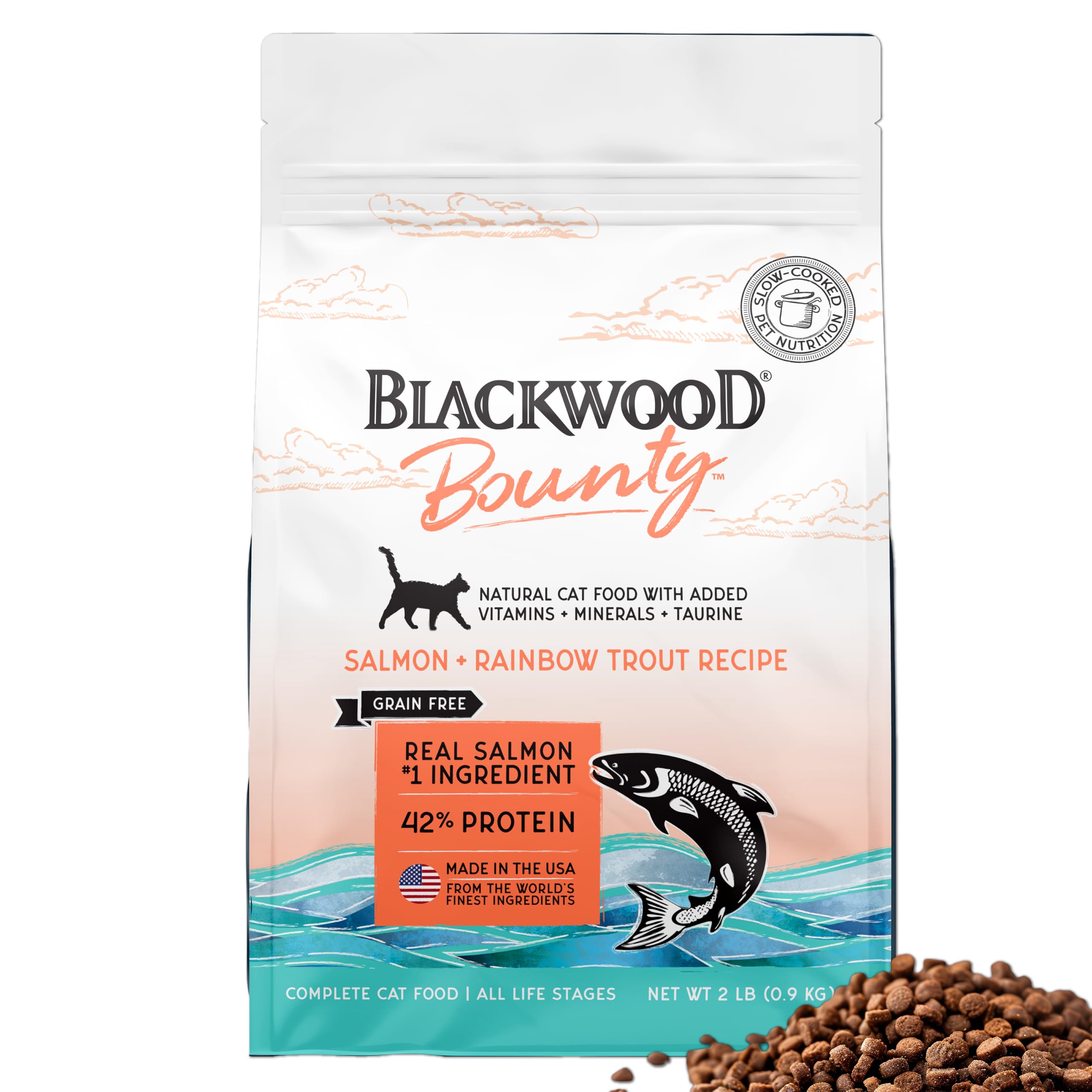 Blackwood Bounty Dry Cat Food, Salmon &amp; Rainbow Trout Recipe, 2 lb