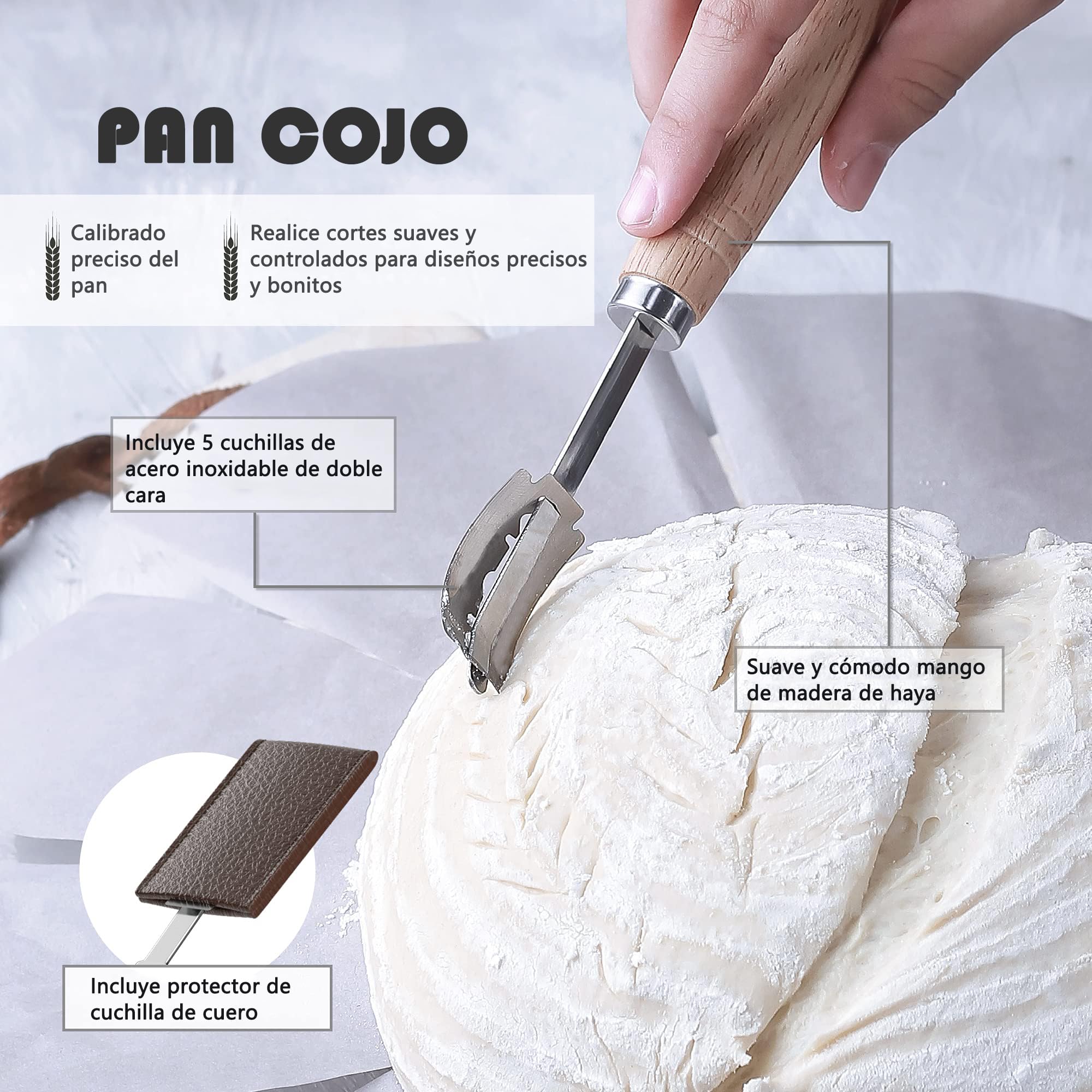 Sourdough Starter Kit 1000ml Tarro de Fermentación con Cuchillo de Panadero y Batidor de Masa Accesorios de Panadería