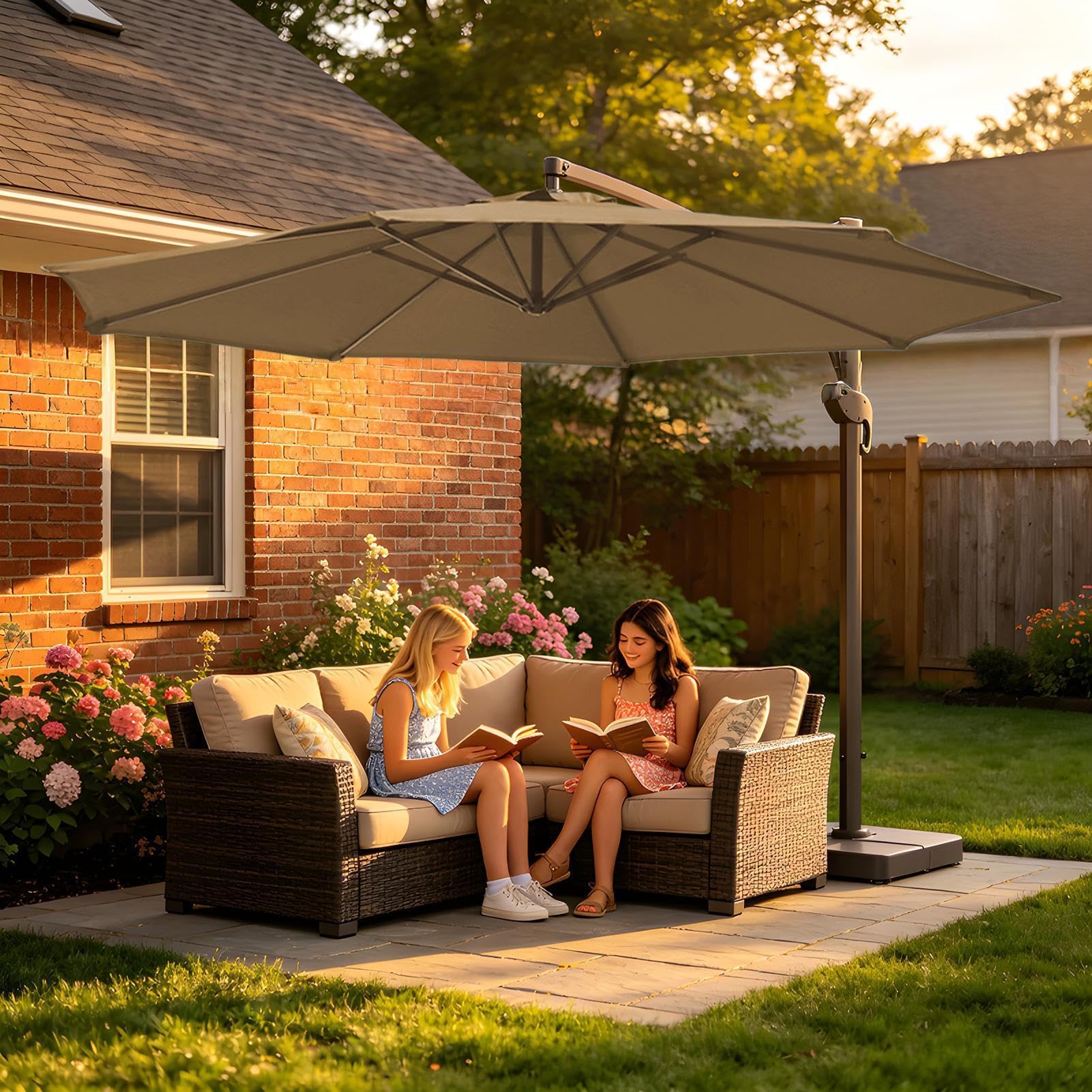 Cantilever Parasol tarasowy, ochrona przed promieniowaniem UV, wodoszczelny, do użytku na zewnątrz, na pokład, basen, do ogrodu, parku, na podwórko i taras