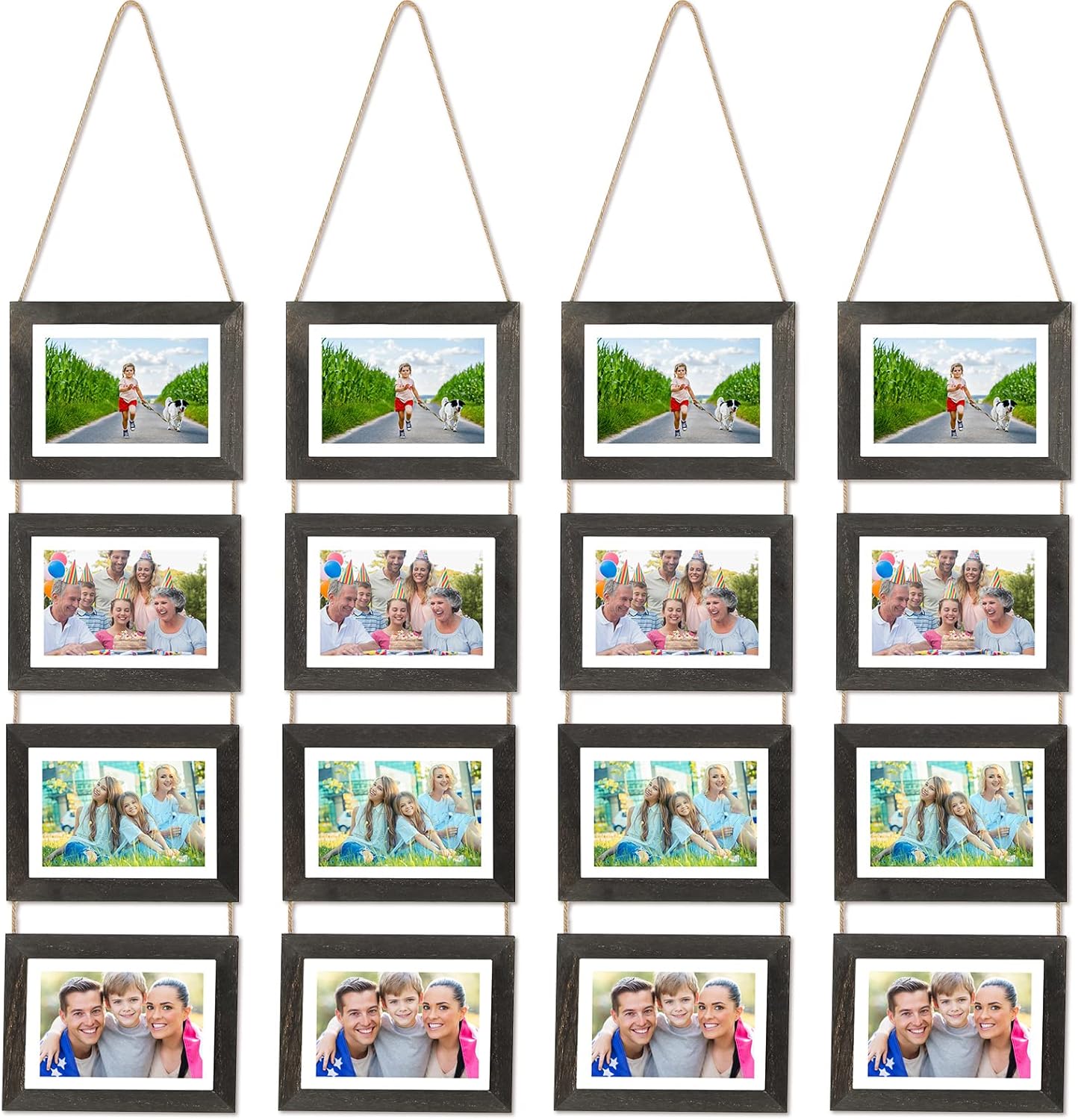 4 Sets 5 x 7 Hanging Picture Frames with 4 Opening Wood