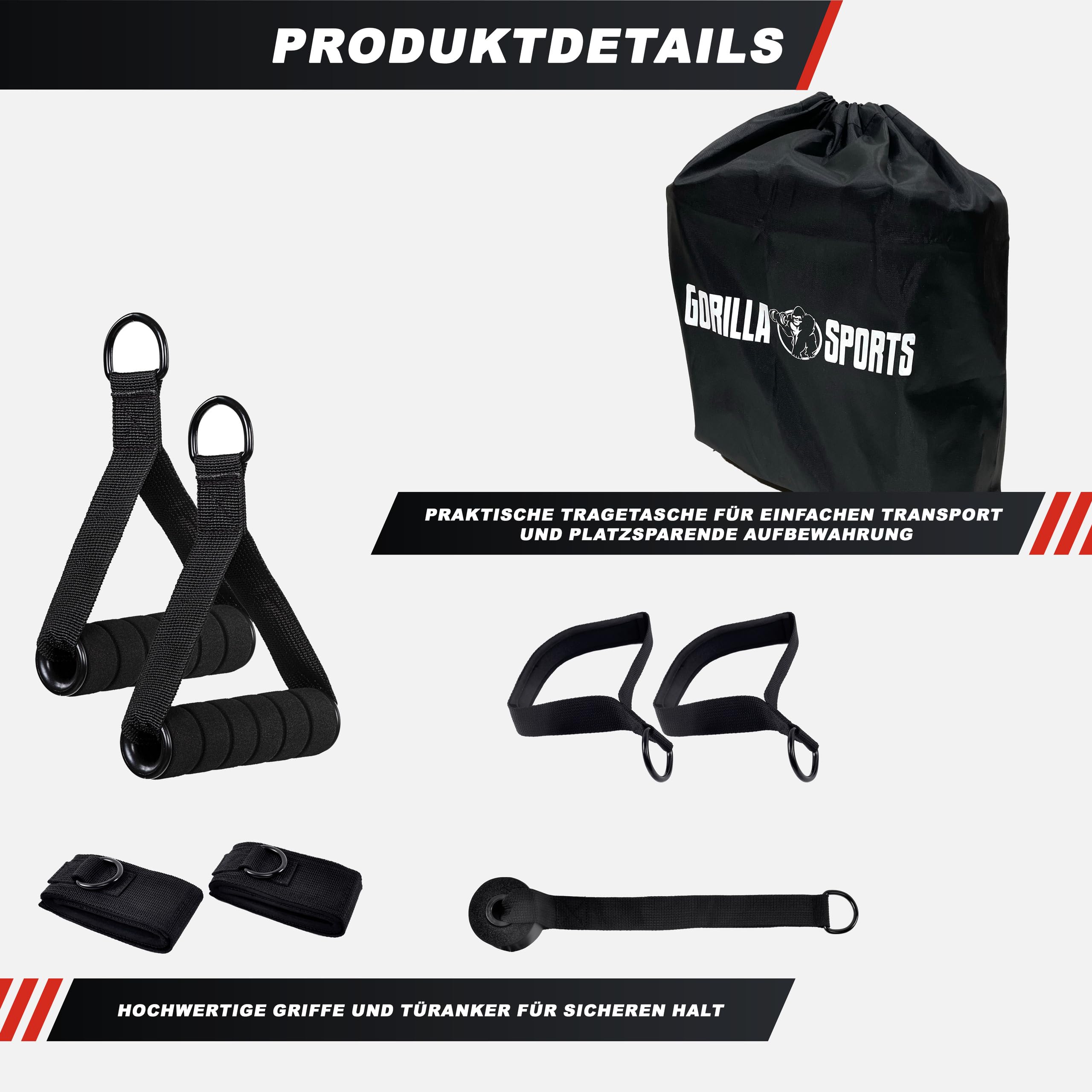 GORILLA SPORTS® Pilates Bar Set - mit Stange, Widerstandsbänder, Hand- und Fußschlaufe, Verstellbar - Smart Workout, Resistance Bands, Home Gym Equipment, Krafttraining, Fitness Zubehör