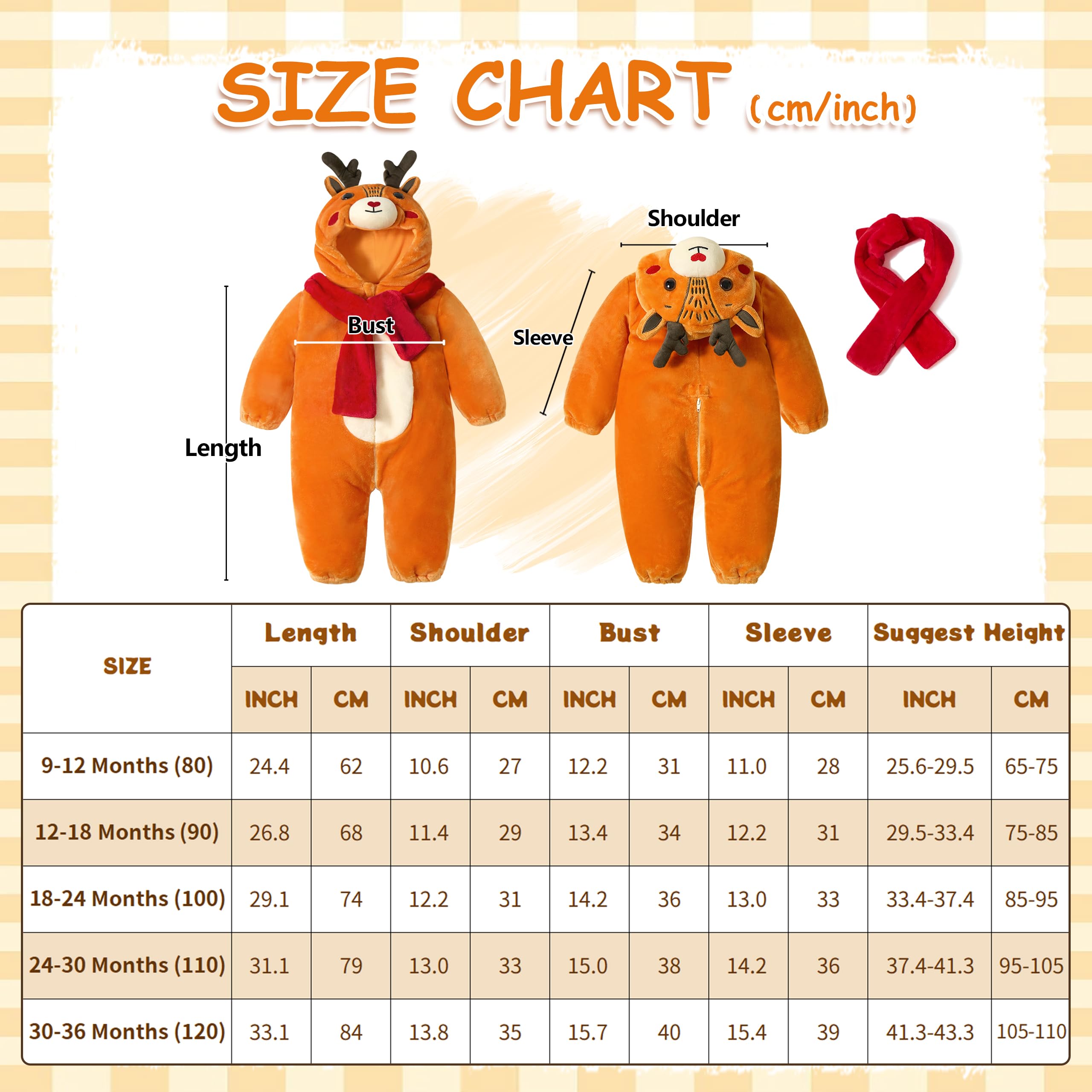 LOLANTA Déguisement de Renne Unisexe pour Bébé, Animal Combinaison en Flanelle à Capuche Barboteuse Enfant, Costume de Noël