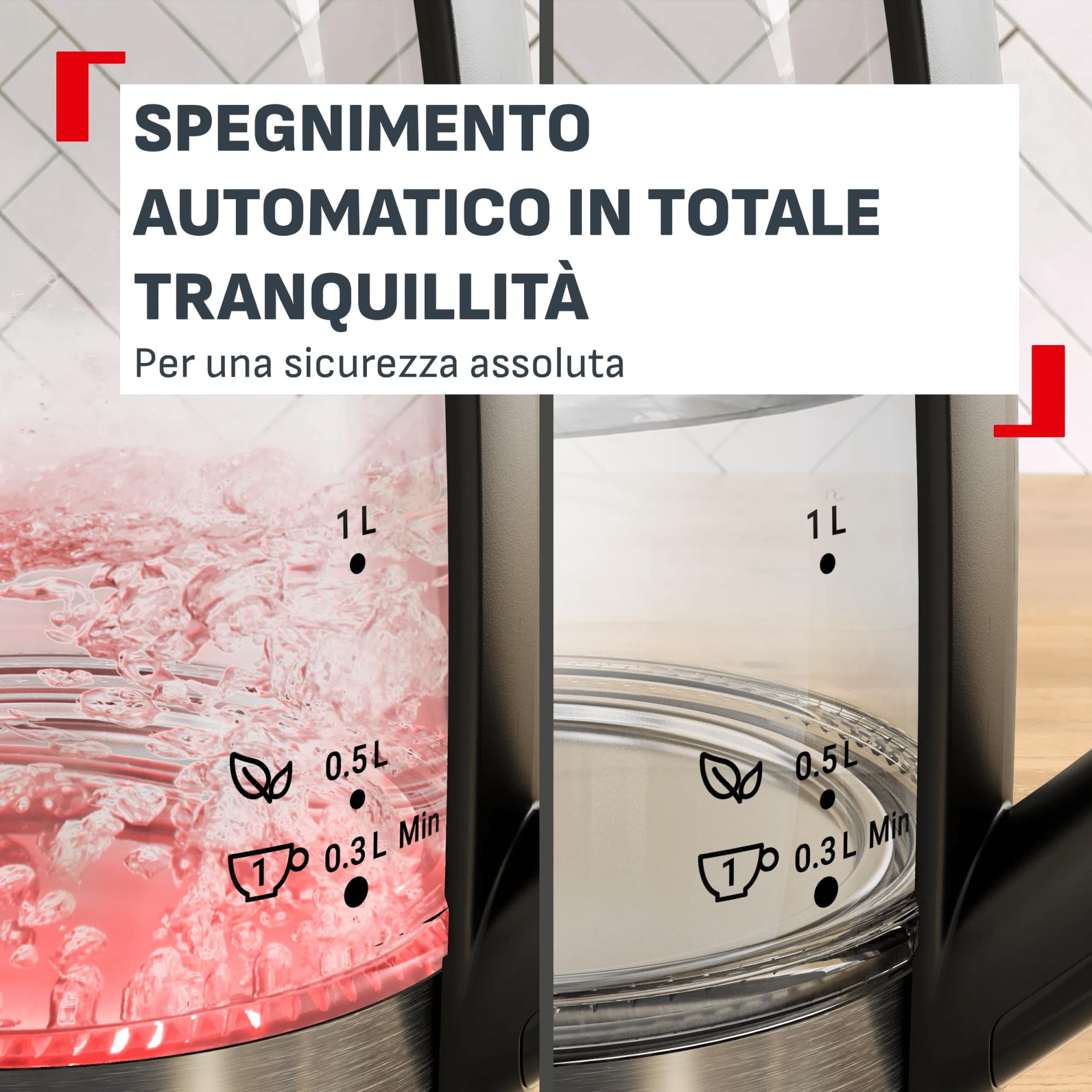 Tefal Express, Bollitore Elettrico In Vetro, Controllo Dal Manico, 1.7 L, 5 Livelli Di Temperatura, Monitoraggio In Tempo Reale, KO760DE0