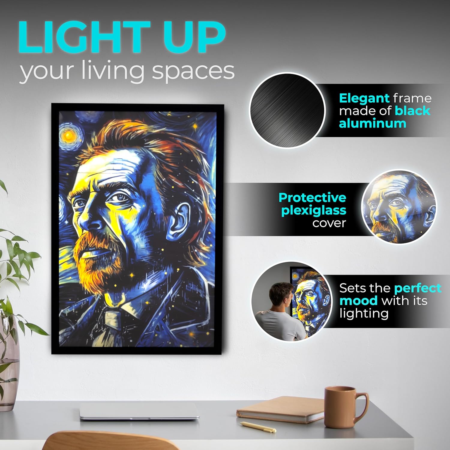 NexaFrame LED Backlit Movie Poster Frame - 27 x 40 Black Cinema Box for Posters, Framed Wall Art Lights for Paintings  Pictures, Digital Signage Display, Lighted Theater Advertising Signs, Light Box