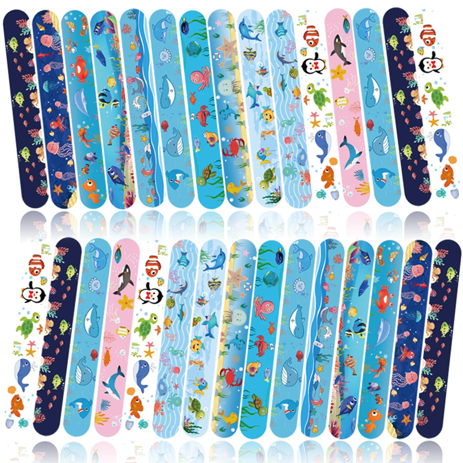 ZADEICK Slap Bands 30PCS, Slap Bracelets with Colorful Pattern, Party Bag Fillers for Kids Gift Birthday Party Favours