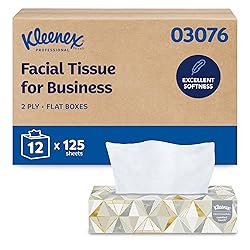 Kleenex® Professional Facial Tissue, Bulk (03076), 2-Ply, White, Flat Facial Tissue Boxes for Business, Convenience Case (125 Tissues/Box, 12 Boxes/Case, 1,500 Tissues/Case)