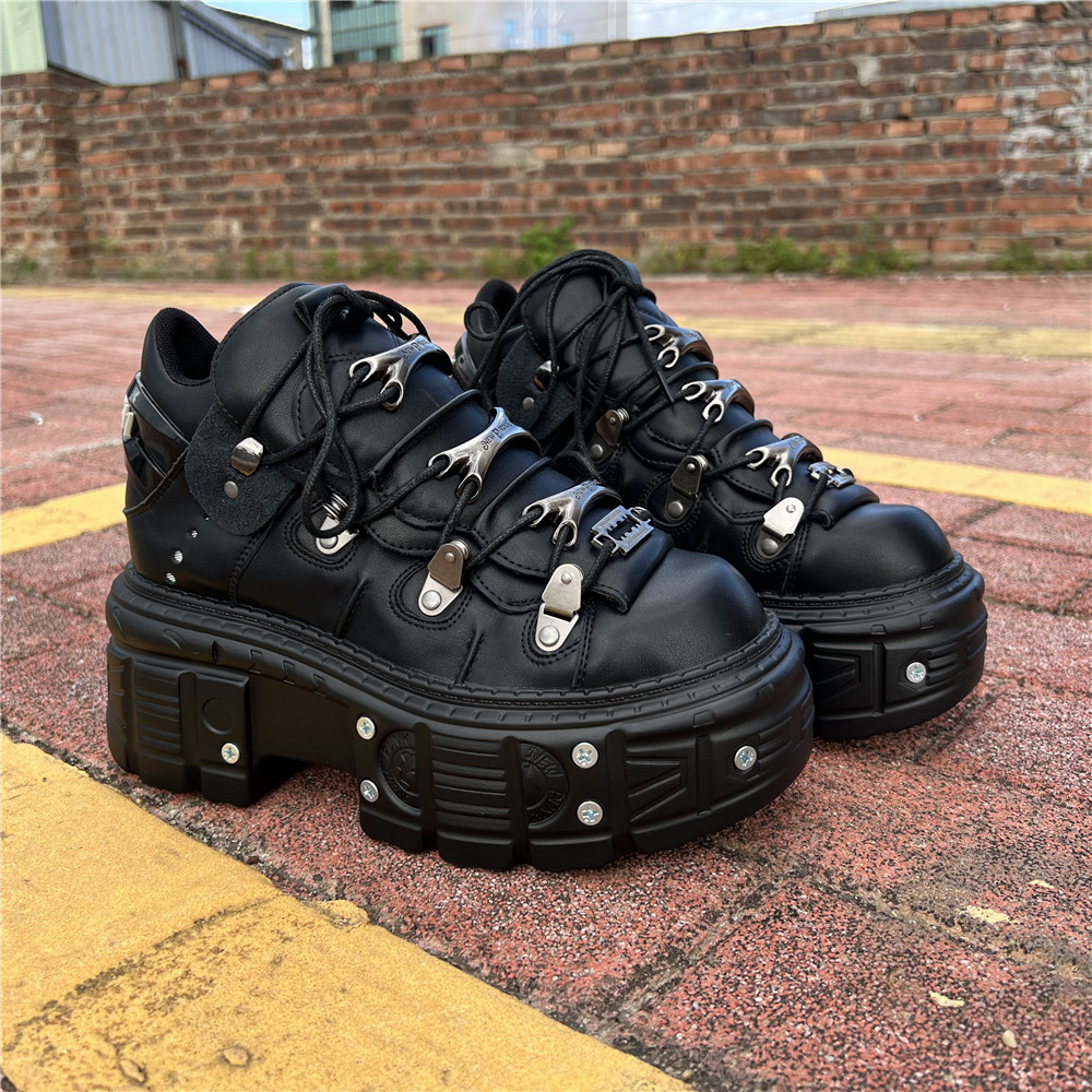 Amazon.com | Vintage Women and Men Black Platform Sneakers Shoes