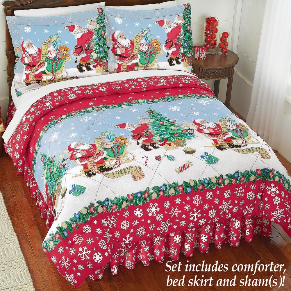 Christmas Themed Santa Claus Toys King Size Comforter Set (4 Piece Bed In A Bag) + HOMEMADE WAX MELTS