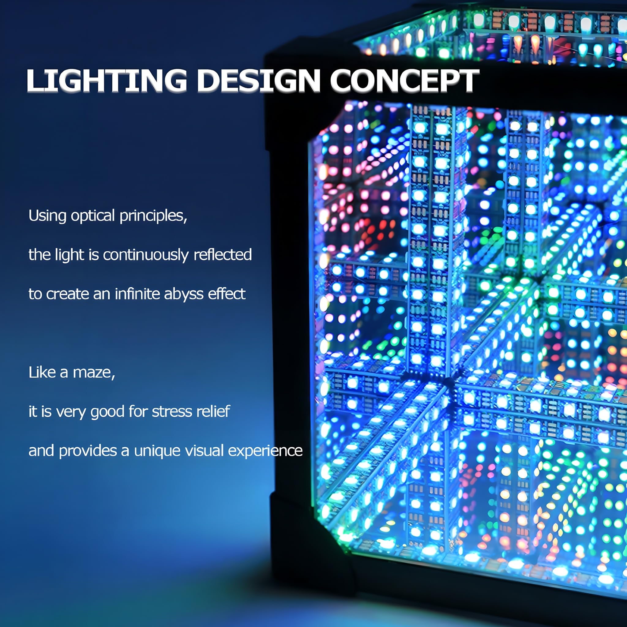 Infinity Mirror Tunnel Light, Rgb Cool Cosmic Cube Lampa Z 200 Trybami Dynamicznymi I 50 Trybami Muzycznymi Lampa O Efekcie 3D Z Zasilaną Przez Usb Lamp 10*10*10CM APP + Remote Control + Voice Pickup