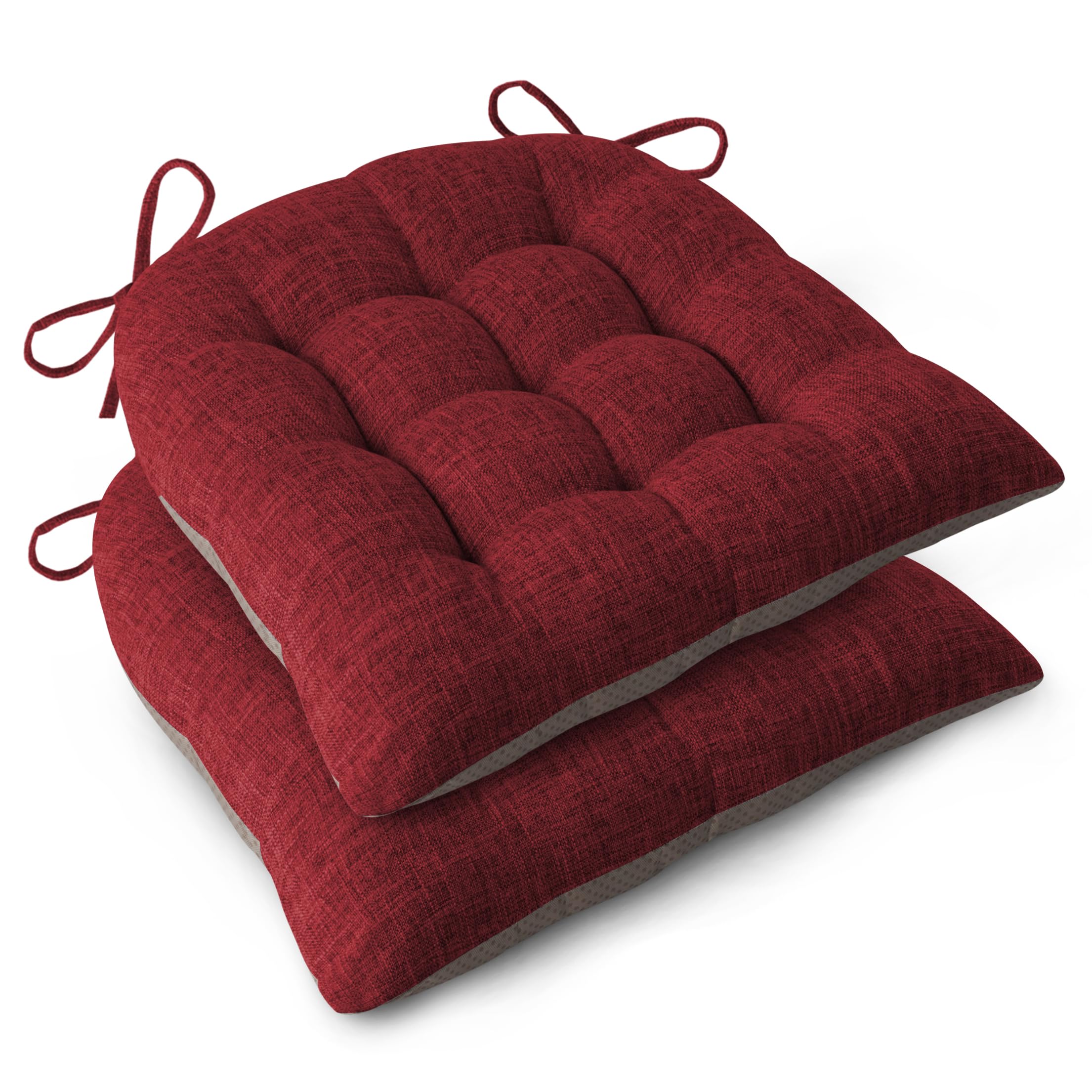Chair Cushions for Dining Chairs Set of 4 Durable D-Shaped Seat Cushions with Non-Slip Backing Secure Ties Thick Cozy Seat Pad for Kitchen Dining Room Office(46x42x7.6cm Light Grey) — view 17