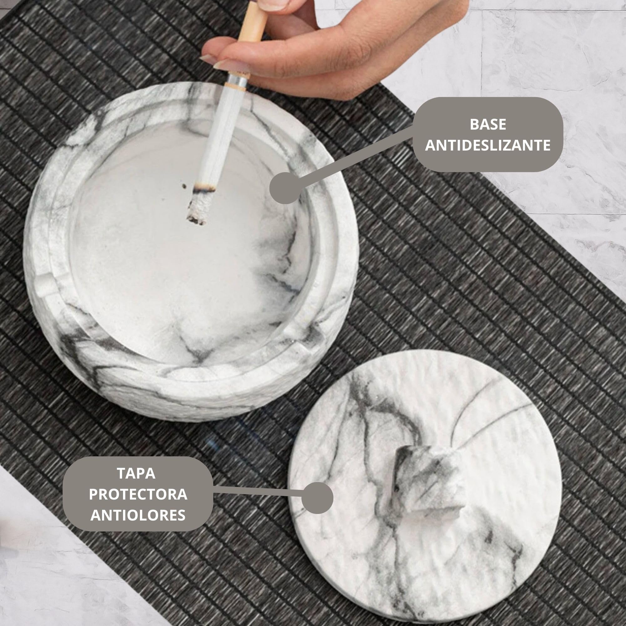 Cendrier Effet Marbre Avec Couvercle Absorbe-fumée - Extérieur Gris, Portable Pour Bureau, Jardin, Hôtel ou Maison - Anti-odeurs Cendrier Effet Marbre Avec Couvercle Absorbe-fumée - Extérieur Gris, Portable Pour Bureau, Jardin, Hôtel ou Maison - Anti-odeurs
