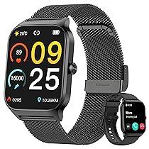 KALINCO Smartwatch Uomo Donna, 1.85” IA Orologio Pressione Sanguigna, Chiamata Bluetooth, SpO2, Frequenza cardiaca, Stress, Sonno, Orologio mondiale, 100+ Sports Watch, Regalo Android iOS