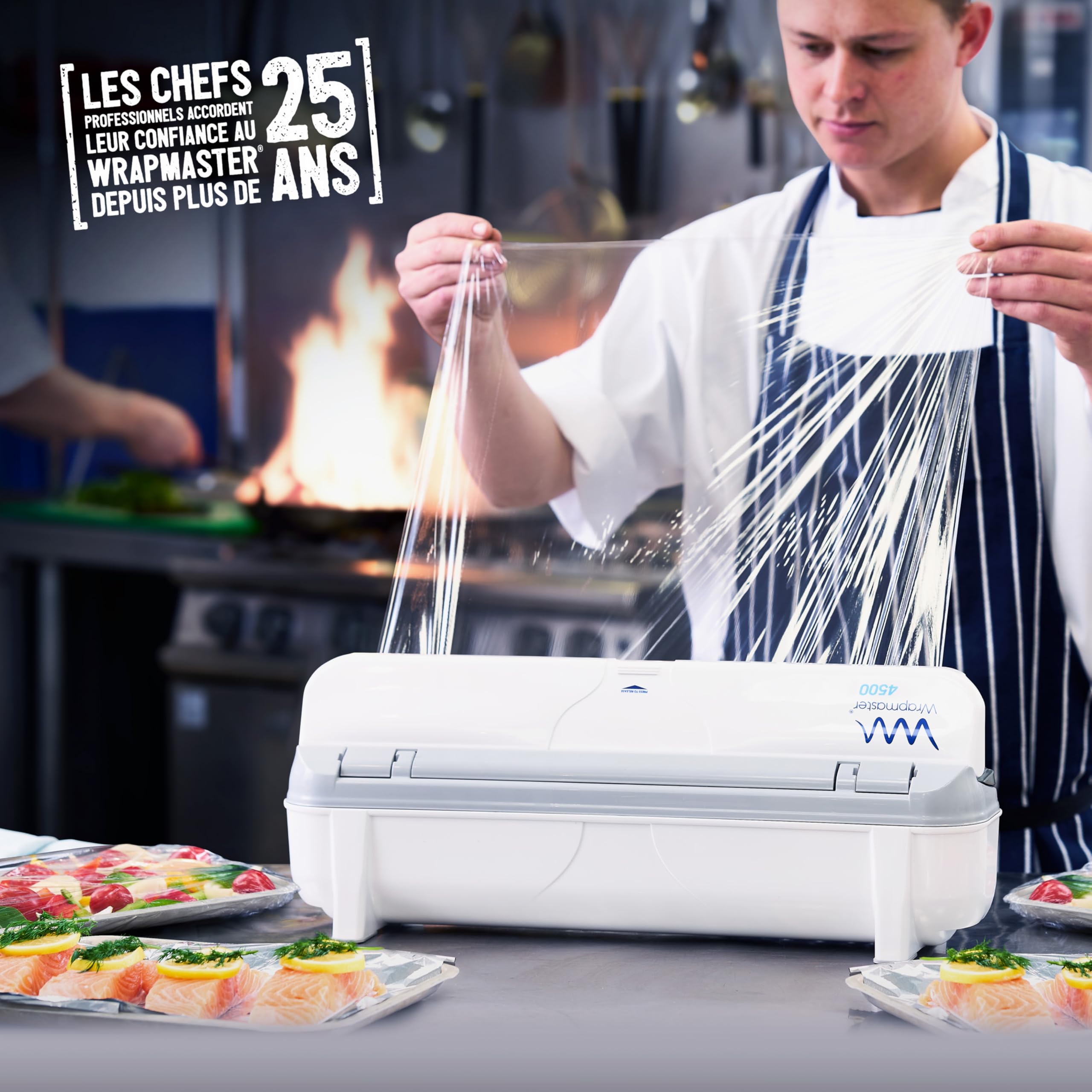 WRAPMASTER Dérouleur de Film Alimentaire 45cm - Distributeur de Film Étirable Professionnel