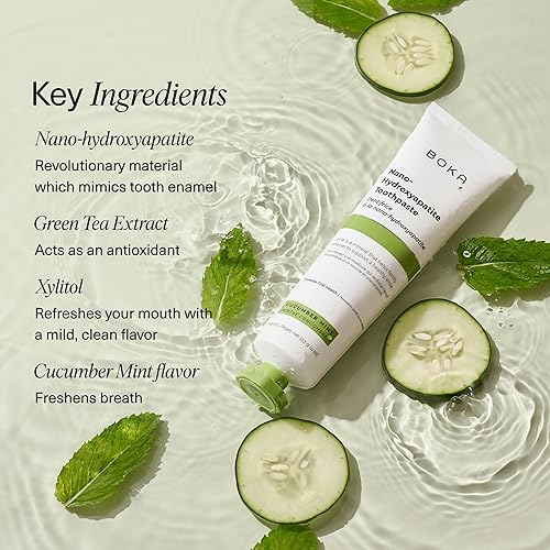 Miniatura 18 de Boka Pasta de dientes sin flúor, pasta de dientes nano hidroxiapatita, adecuada para dientes sensibles, para adultos y niños, cuidado bucal
