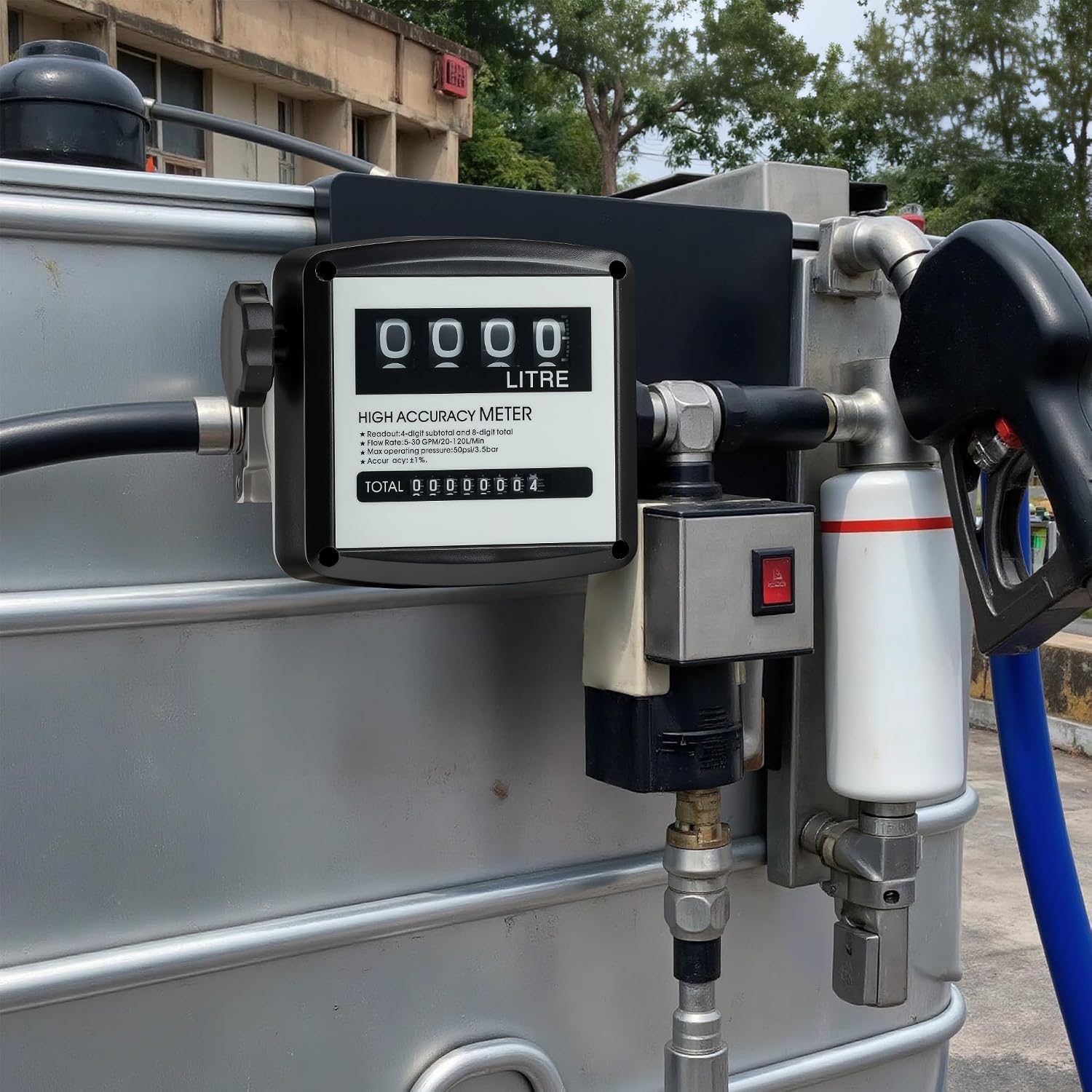 Wiltec Diesel or Fuel Meter installed on a fuel tank