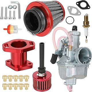 VM22 Carburetor Carb Intake Manifold Air Filter Kit for Predator 212cc 196cc CT200U BT200X KT196 CT200U-ex Massimo Baja Warrior MB200 6.5hp GX160 GX200 Engine Mini Bike Go Kart Parts Red