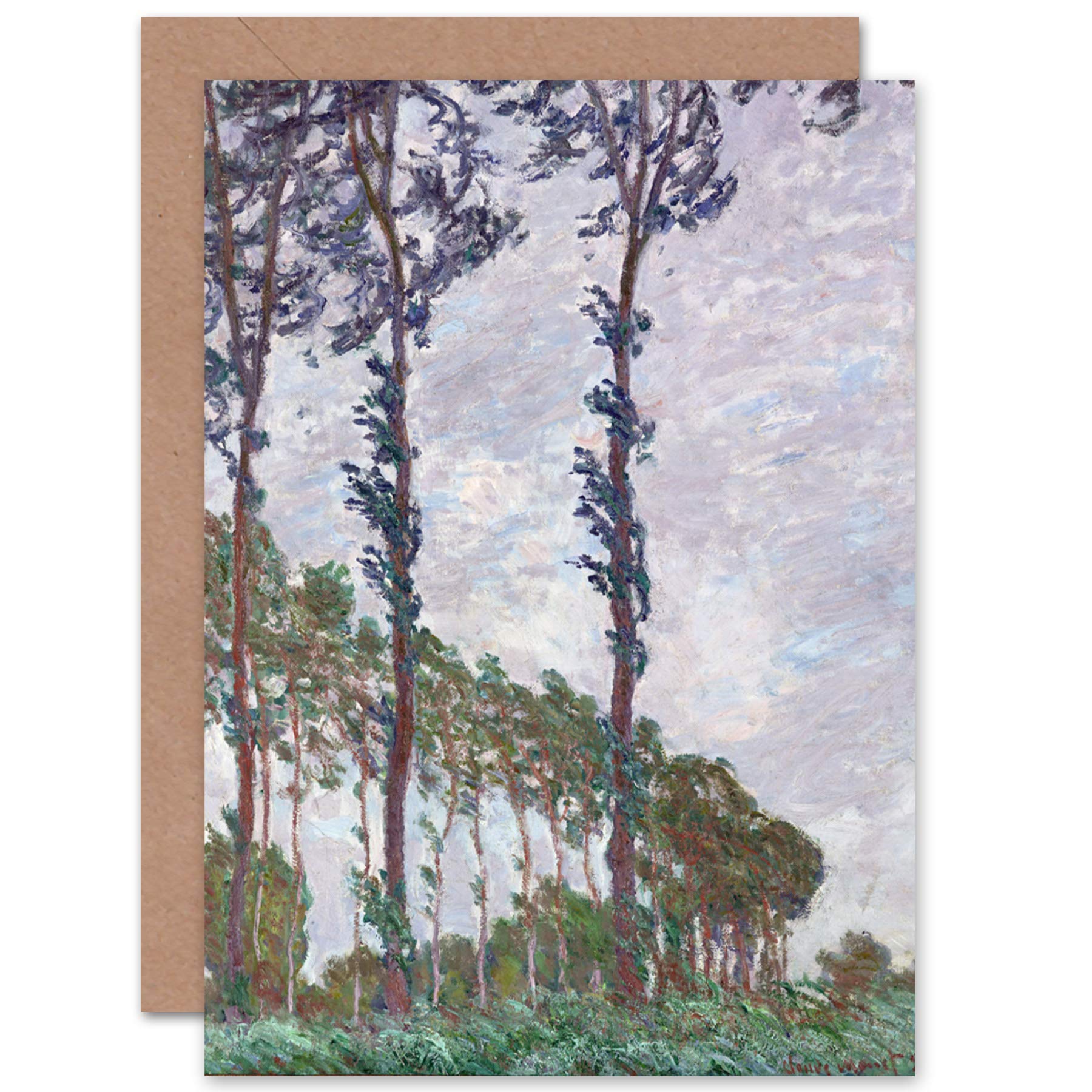 Artery8 Claude Monet Wind Effect Series Of The Poplars Fine Art Greeting Card Plus Envelope Blank Inside