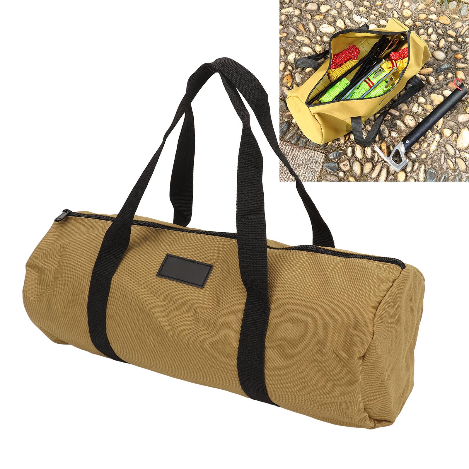 Tent Bag, 16.1 X 5.9 X 5.9in 900D Oxford Cloth Stake Storage Bag, Large Capacity Portable Tool Bag with Padded Handles, Duffel Bags for Vehicle Maintenance, Camping, Hiking