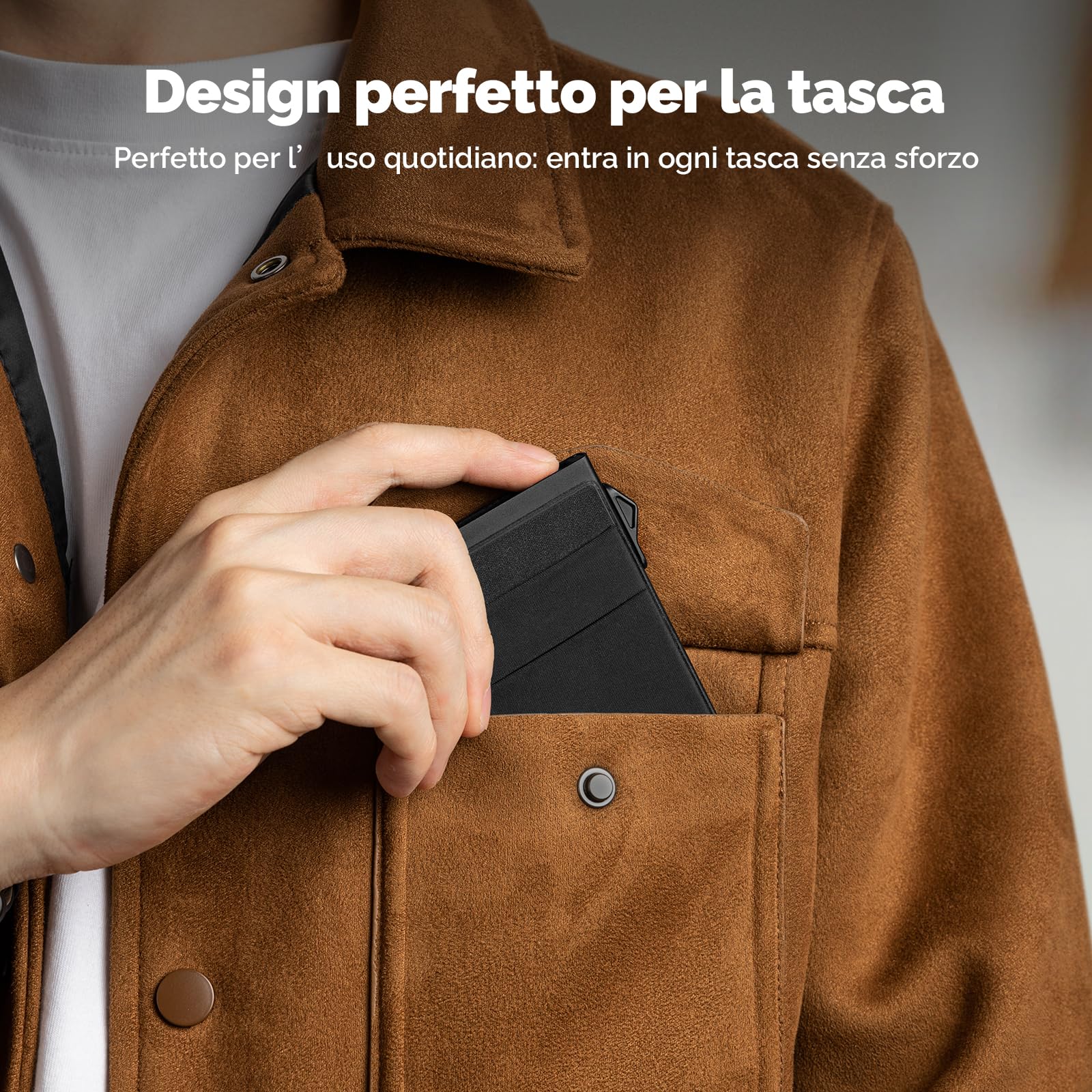 YESIIW Portafoglio Uomo Slim Piccolo | Portacarte Uomo Donna Portatessere Porta Carte Di Credito | Portafogli Mini Protezione RFID con Portamonete | Box Regalo (Nero)