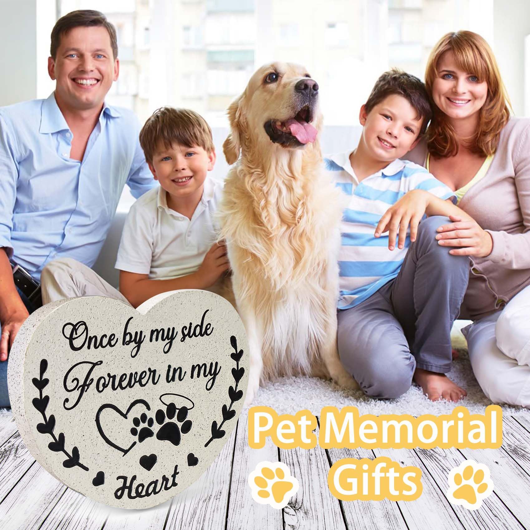DUMING-IN Pet Memorial Stones for Dogs Garden Resin Dog Memorial Gifts for Loss of Dog Heart-Shaped Loss of Dog Sympathy Gift - Image 2