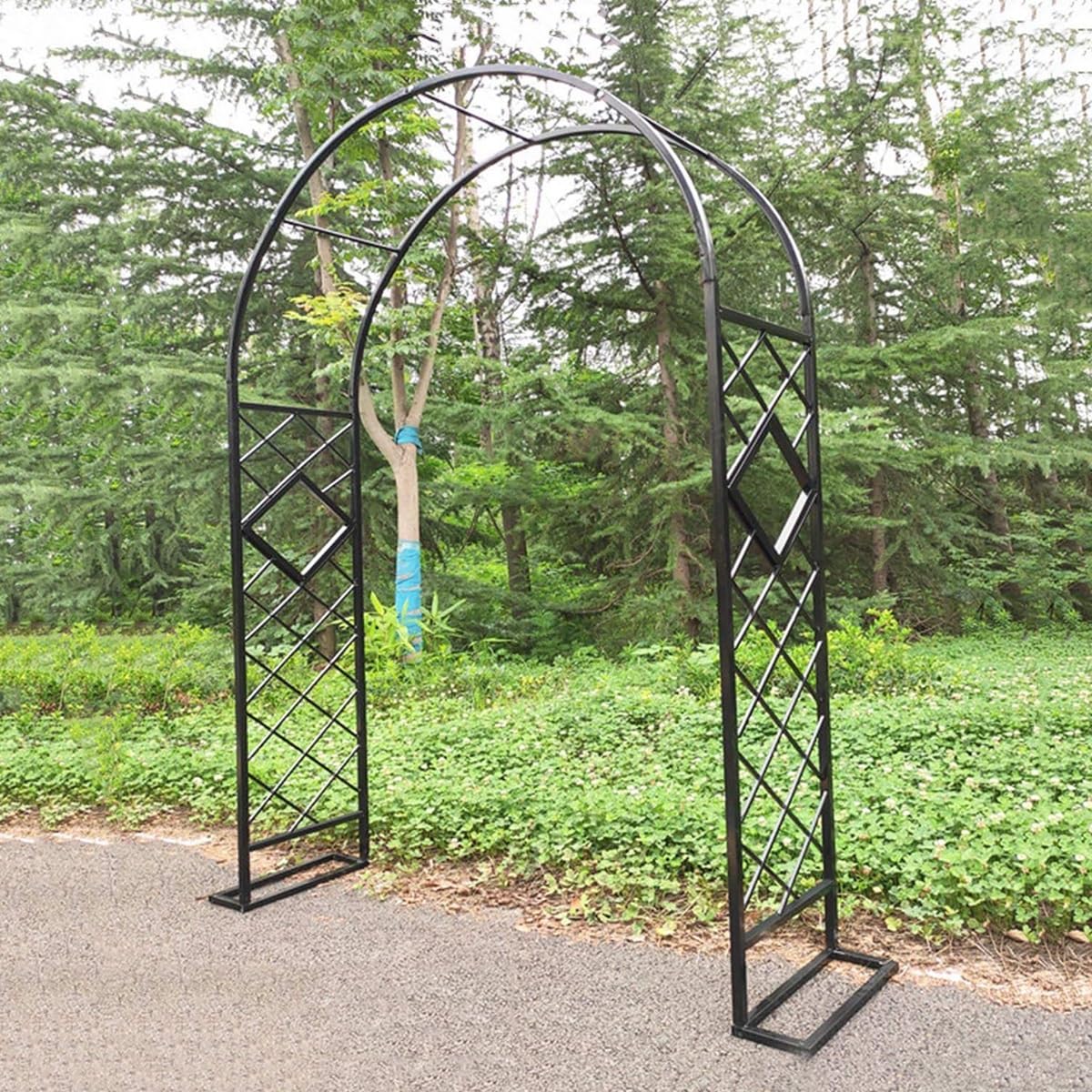 Łuk dla roślin pnących, wytrzymała stalowa kratka podtrzymująca ogród, odporna na warunki atmosferyczne, pergola do winorośli i pnączy, elegancki biały design, trwała dekoracja zewnętrzna, duży